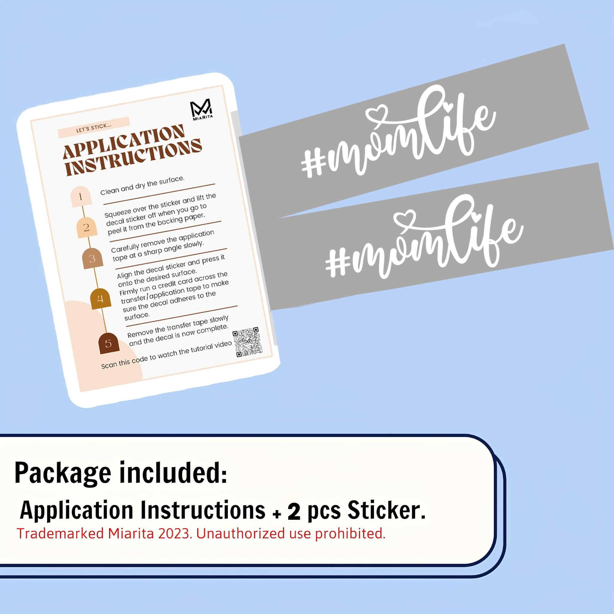 Miarita 2 calcomanías para ventana de coche con texto "Mom Life", calcomanías para el coche, calcomanías para el espejo, regalos del día de la madre para mamá