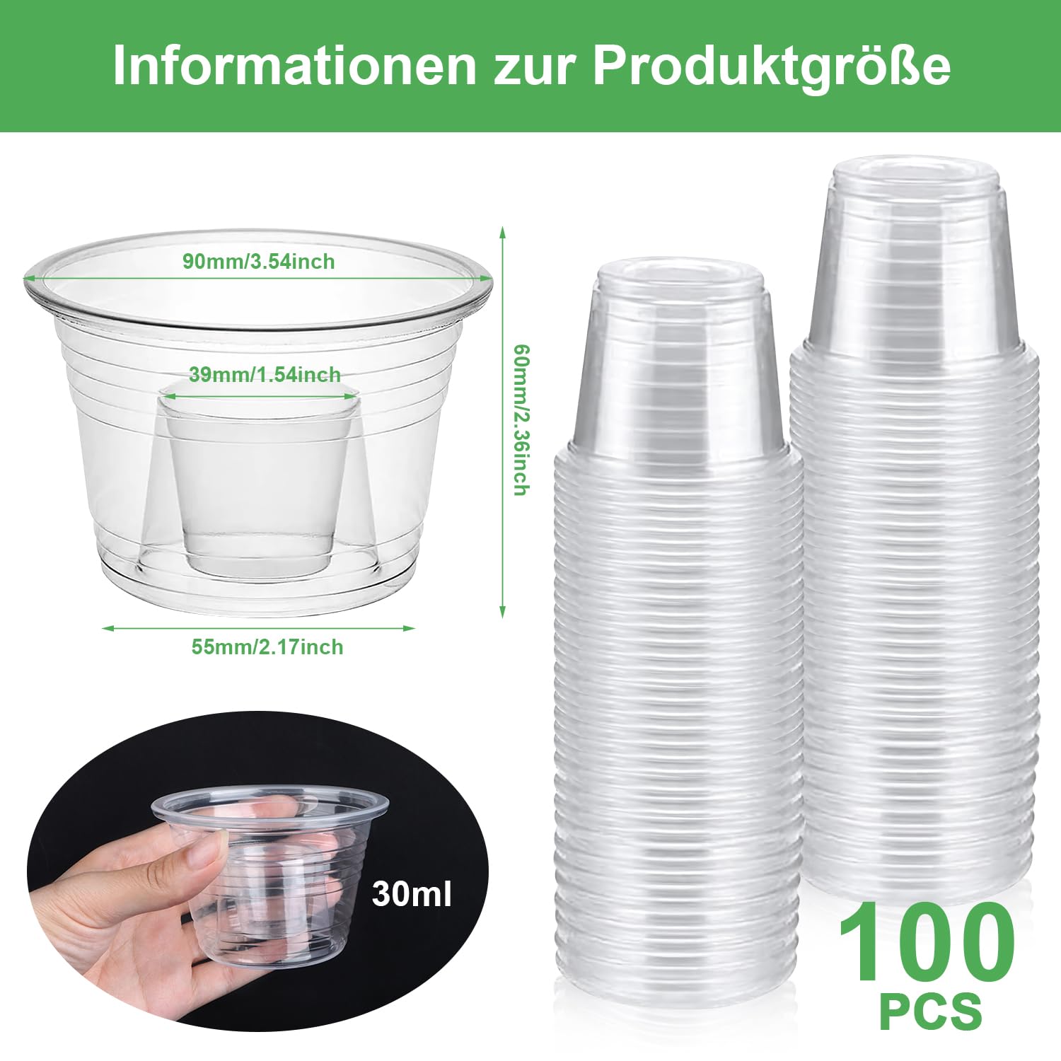 Kieliszki do wódki, 100 sztuk, plastikowe, bomb shot, kubki do myśliwskich bomb, wielokrotnego użytku