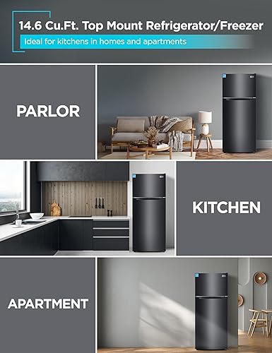 Miniatura 2 de BLACK+DECKER Refrigerador de montaje superior de 14.6 pies cúbicos con congelador, refrigerador de 2 puertas con congelador superior y control de