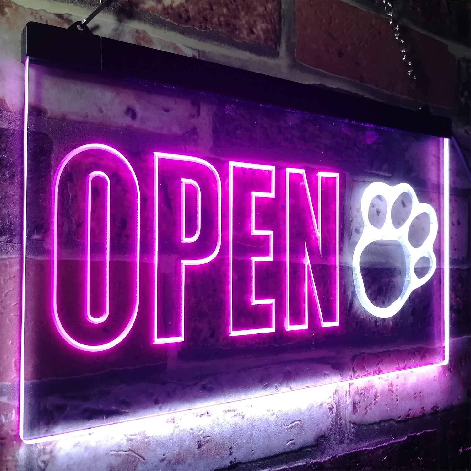 ADVPRO Open Paw Print Dog Cat Grooming Shop Dual Color LED Neon Sign White & Purple 16" x 12" st6s43-j0792-wp