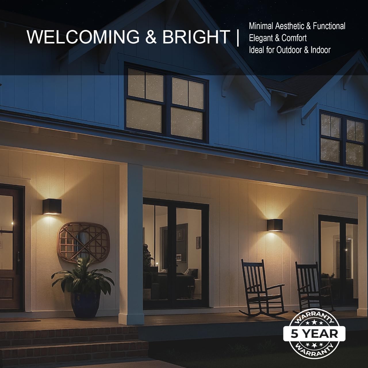 Led Wall Sconce Light, Modern Outdoor Lights for House, Led Wall Lights for Bedroom, 20W Adjustable Up&Down Lighting/Waterproof Matt Black Aluminium/ 3000K,1-Pack
