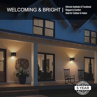 Led Wall Sconce Light, Modern Outdoor Lights for House, Led Wall Lights for Bedroom, 20W Adjustable Up&Down Lighting/Waterproof Matt Black Aluminium/ 3000K,2-Pack