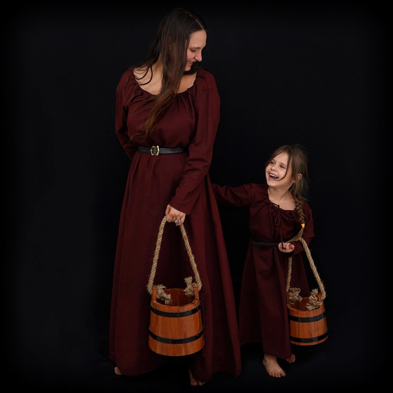 Mythrojan Medieval Women Dress Renaissance Costume Xth-XVth Century with Pure Cotton for LARP, SCA, Renaissance Fair, Reenactment, Medieval Events -Brown, Medium