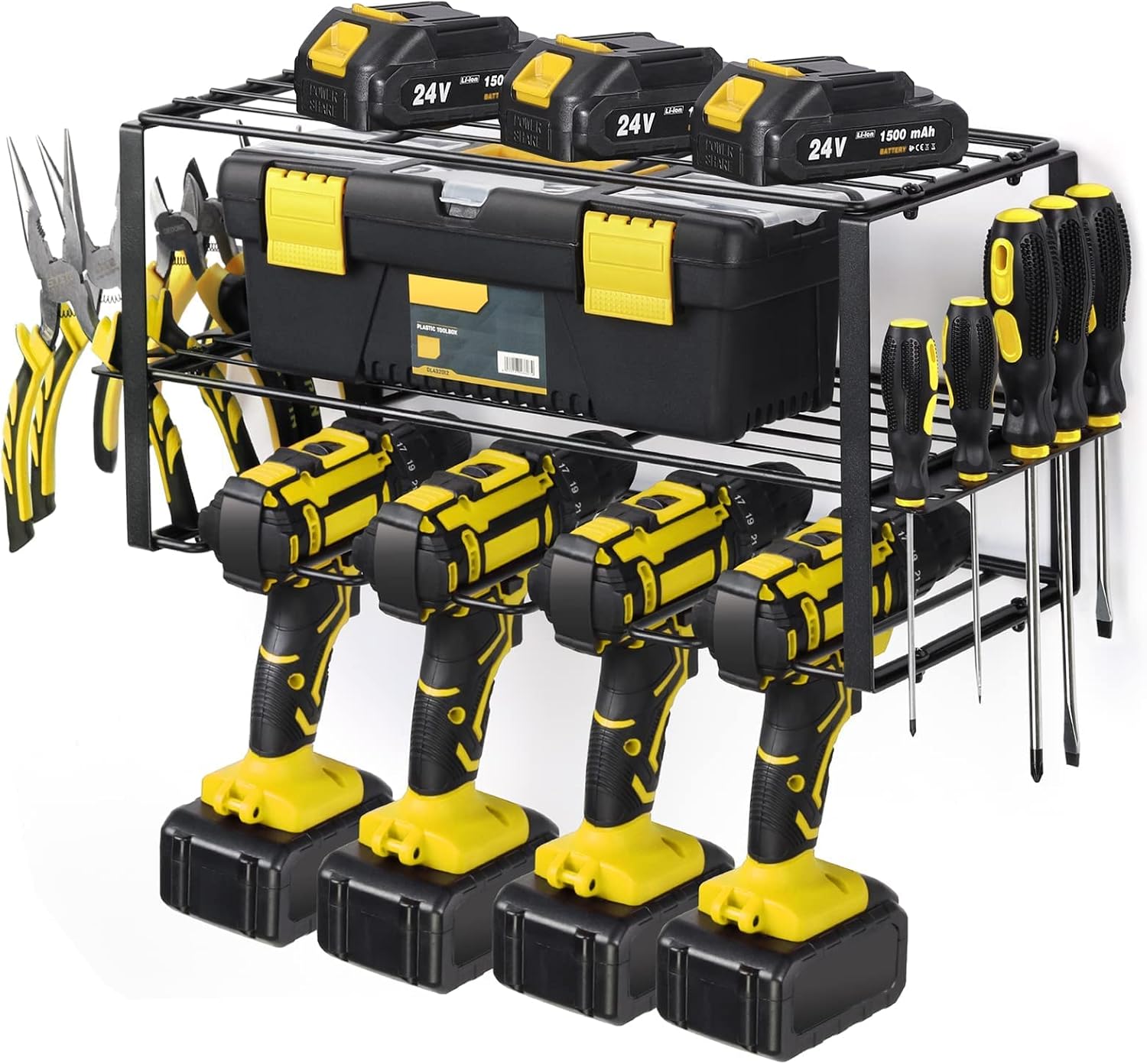 Tuenort Power Tool Organizer, Garage Tool Organizers and Storage,Drill Holder Wall Mount,Heavy Duty Metal Tool Shelf,Utility Storage Rack for Cordless Drill,Separate Tool Rack Gift for Men Dad