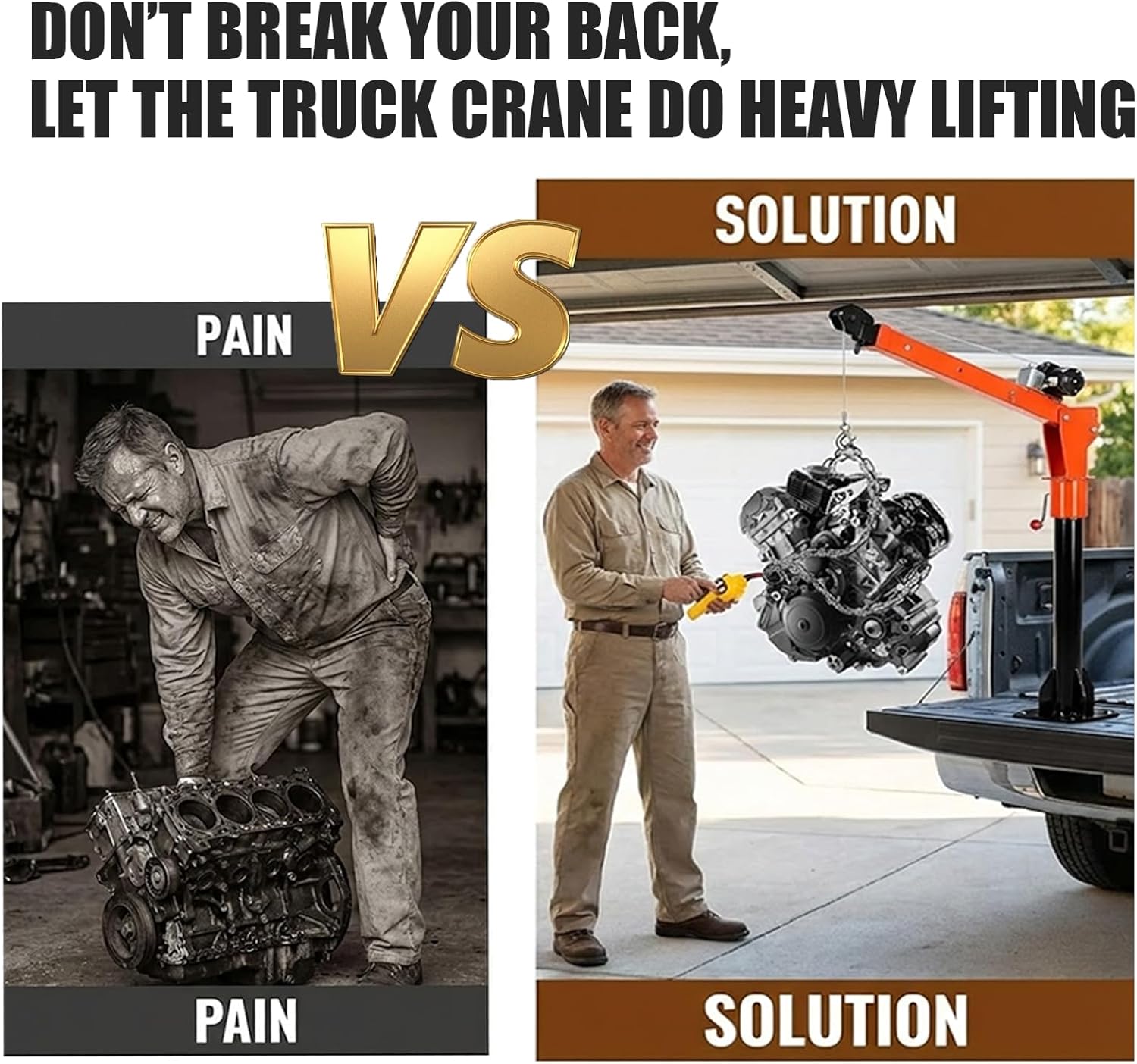 360° Swivel Truck Crane, 1800lb Truck Hoist with 5000lb Electric Winch, 48" Steel Cable, Folding Pickup Truck Crane with Adjustable Arm, Alloy Steel Truck Hoist Lift Crane for Construction & Factory