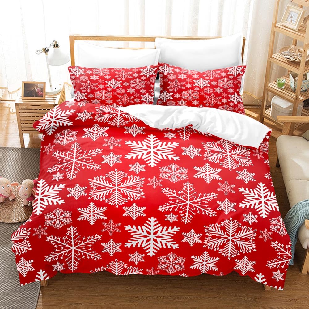 Parure de Lit 240x220 Noël Housse Couette Rouge Garçon Fille