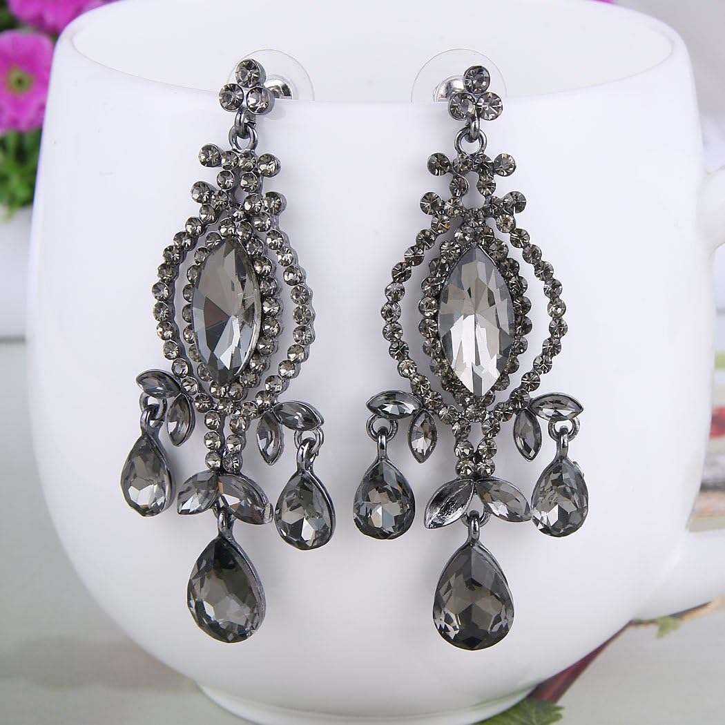 EVER FAITH Austrian Crystal Rhinestone Vintage Style Teardrop Dangle Chandelier Earrings - Image 3