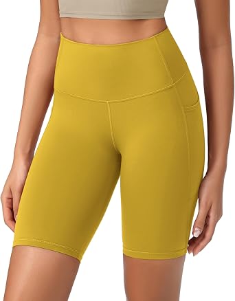ODODOS Womens High Waist Lounge Yoga Shorts with Pockets, 4"/6"/8"/10" Buttery Soft Biker Shorts