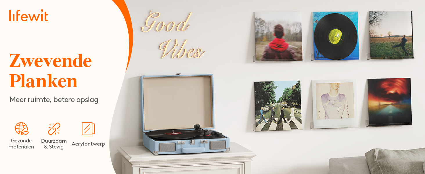 VDD Wandplank voor Vinylplaat - Voor het tentoonstellen van LP's