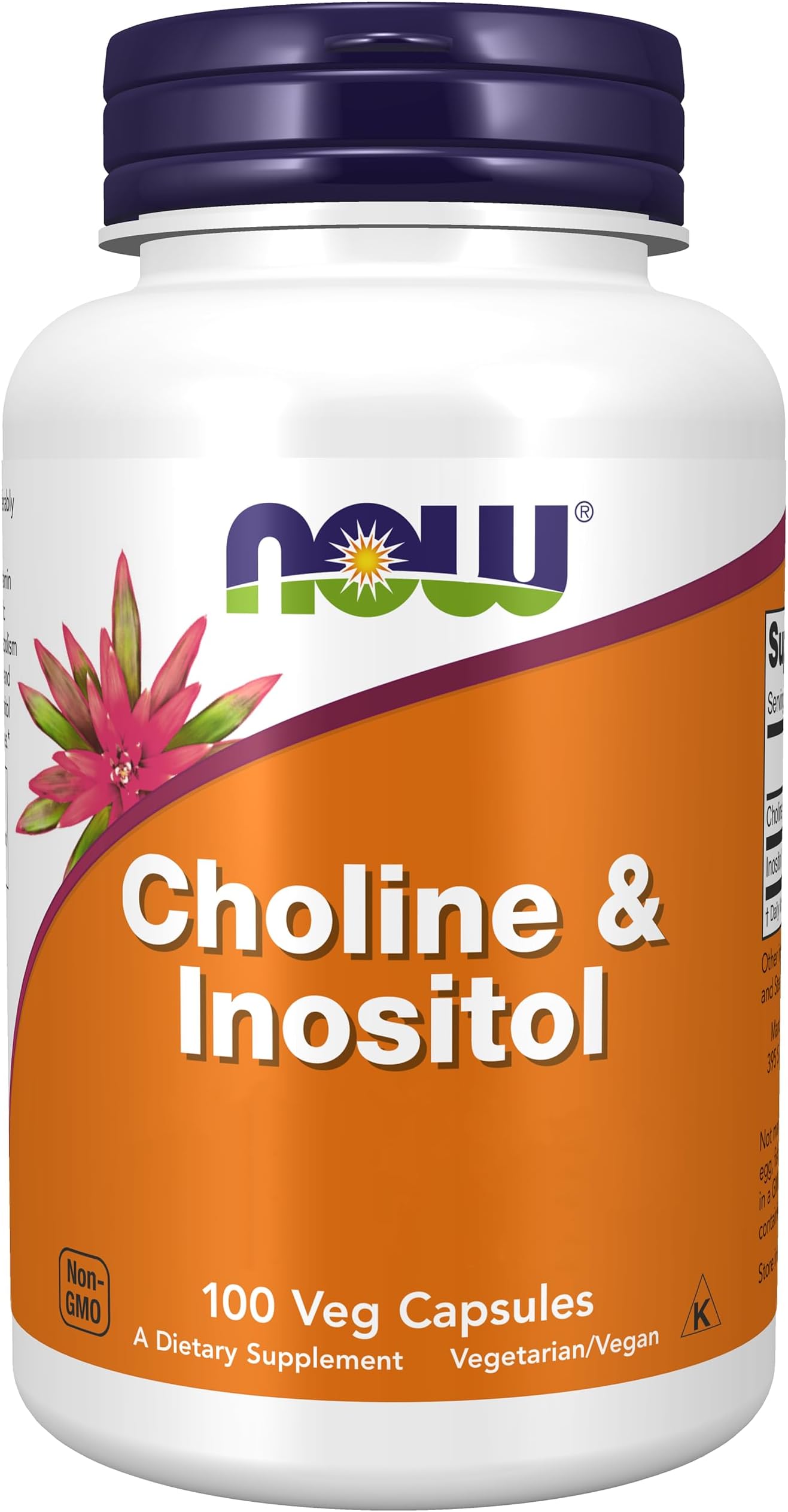 Now Foods, Choline & Inositol, 500mg, 100 Vegan Capsules, Lab-Tested, Vitamin B, Gluten Free, SOYA Free, Vegetarian