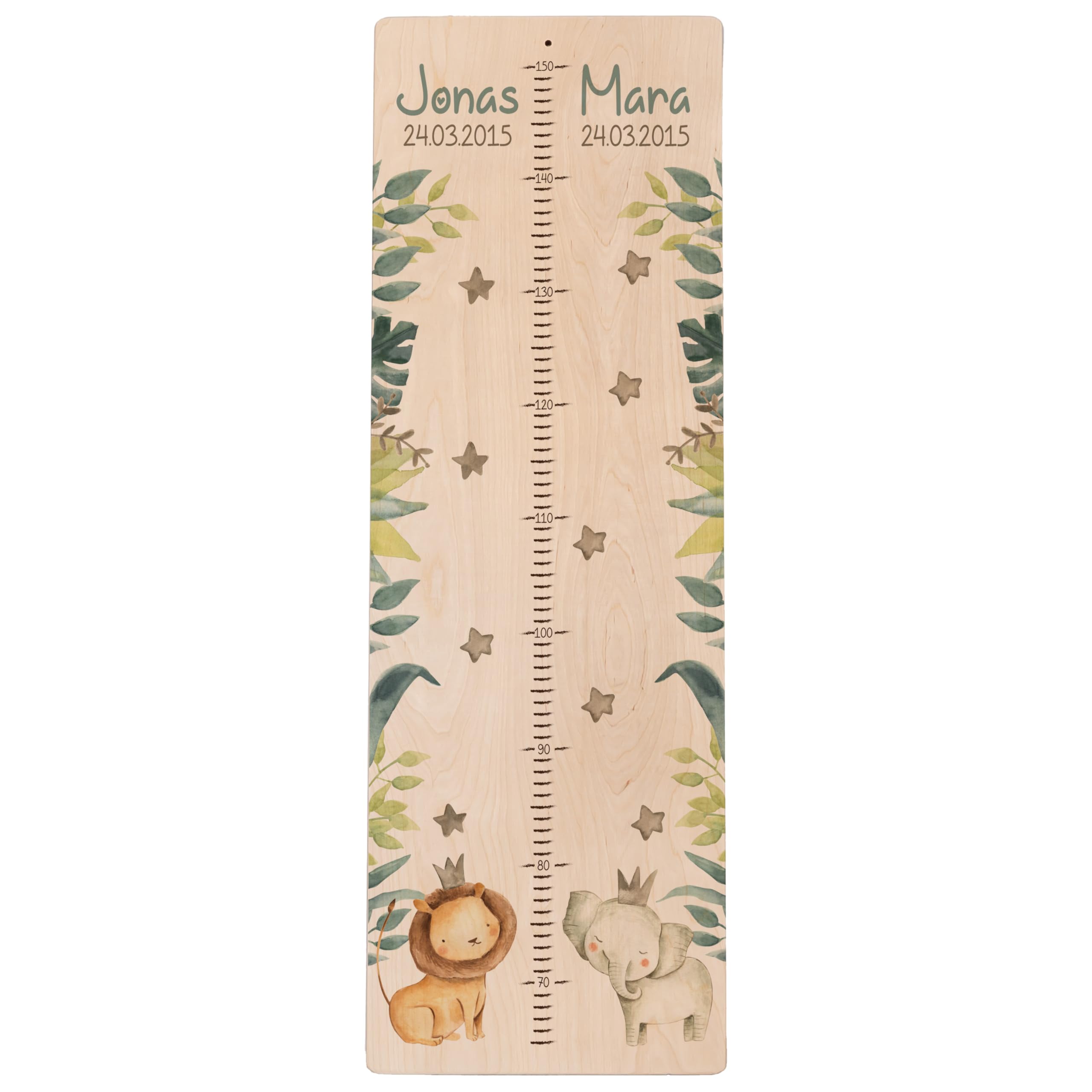 Kidsmood Personalisierte Geschwister-Messlatte aus Holz, Kinderzimmer Deko für Mädchen und Jungs, Personalisiertes Geschenk für Babys und Kinder, Messlatte Kind Holz
