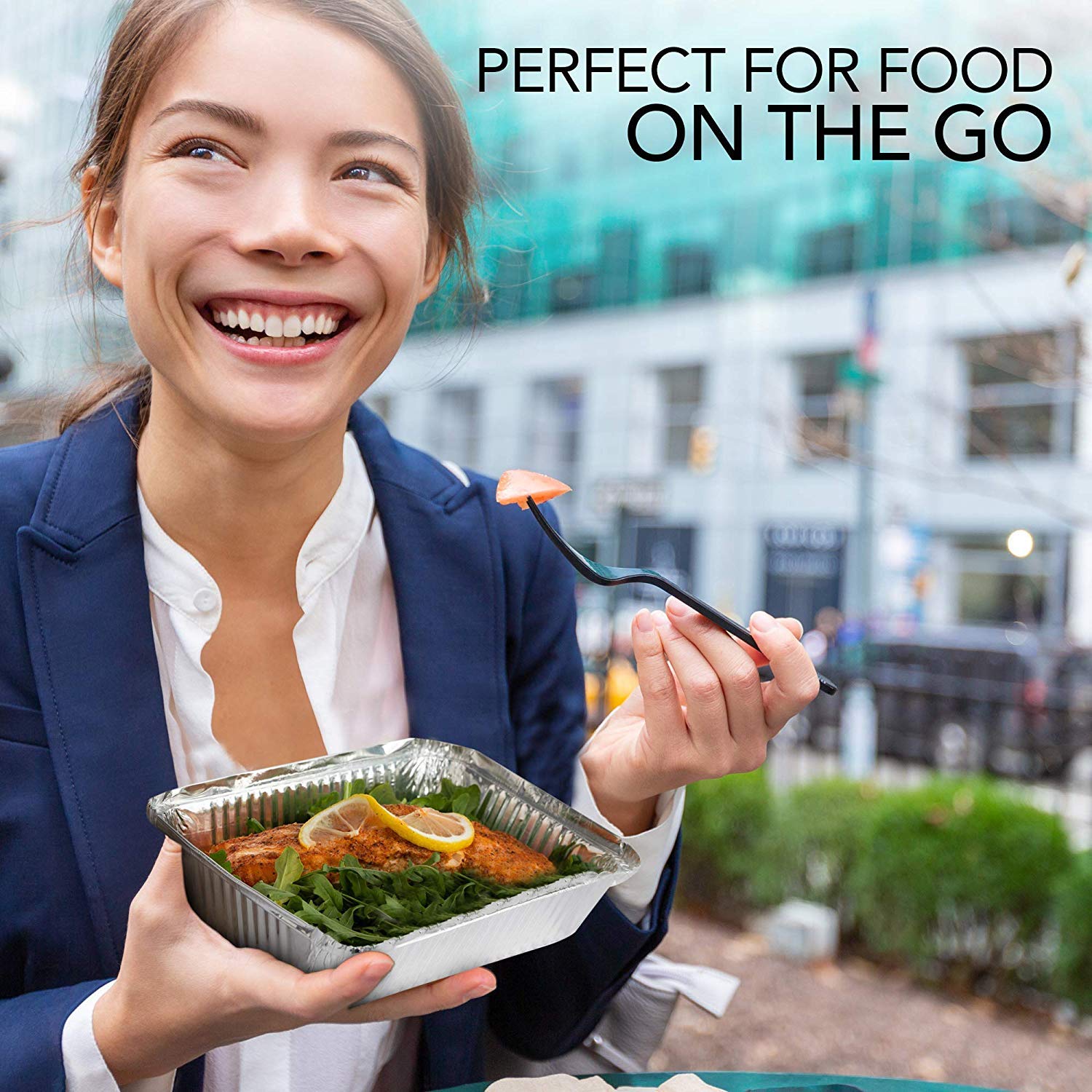 Aluminum Pans Take Out Containers with Lids (50 Pack) 2 Lb Disposable Aluminum Foil Oblong Pans with Cardboard Covers - To Go Food Storage Containers for Baking, Meal Prep, Takeout and Freezer: Home & Kitchen