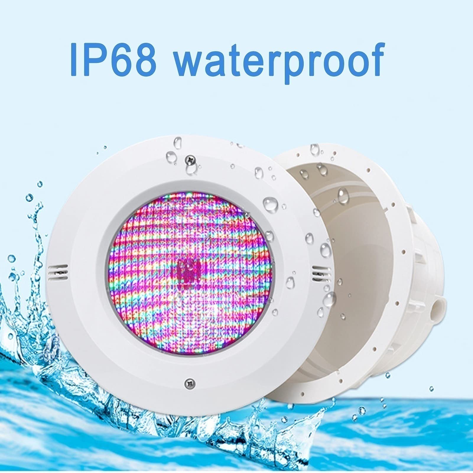 Éclairage de Piscine avec Niche PAR56 RGB Lumières de Piscine Coque ABS 12V IP68 Étanche avec Télécommande pour Piscine Creusée, Étang, Extérieur (Color : RGB + Télécommande, Size : 12W)