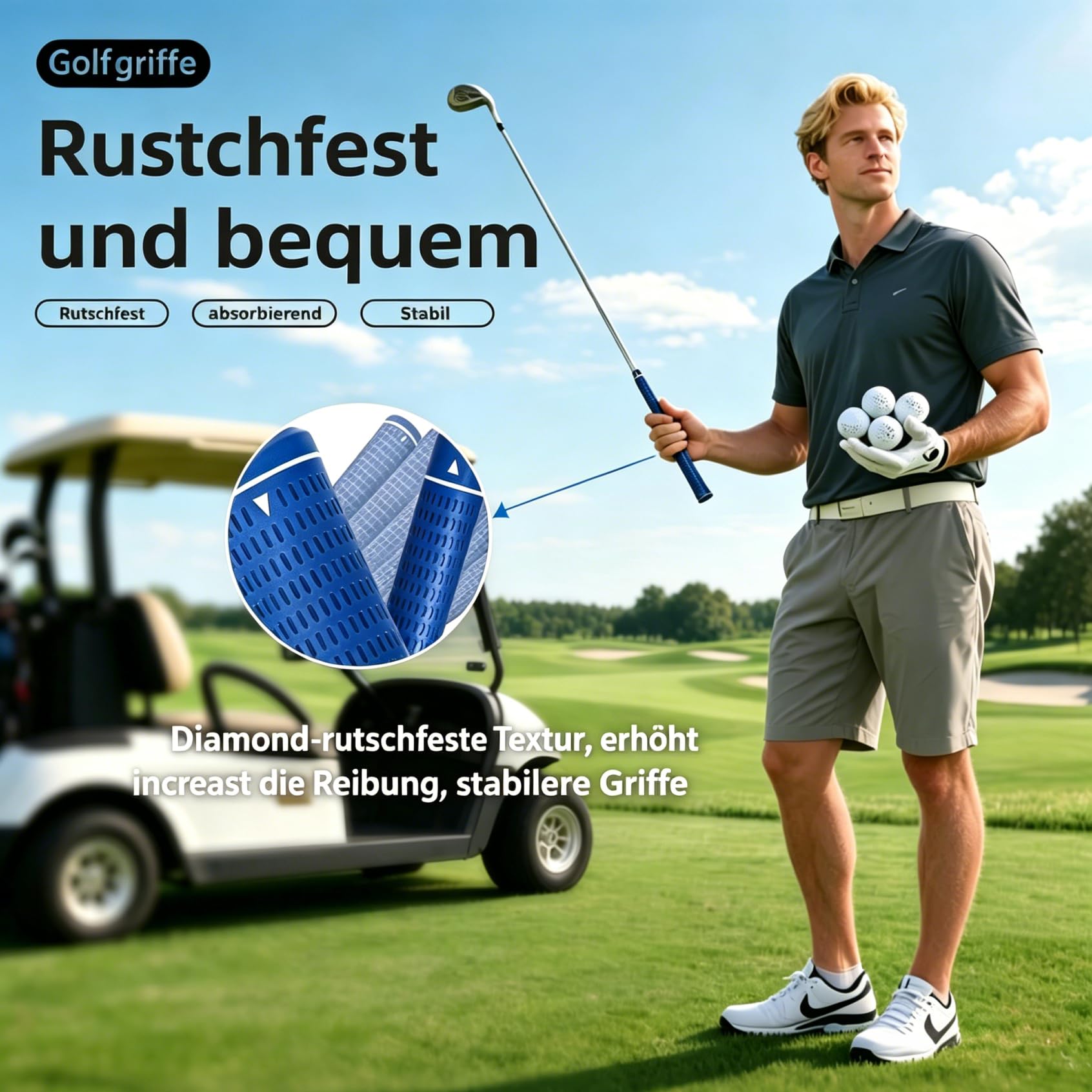 Golfgriff, 13er-Set, Standard, 0.58 Zoll Kerndurchmesser, rutschfeste Gummigriffe, universelle Passform für Standard-Golfschläger-Schäfte, Allwetter-Komfortkontrolle