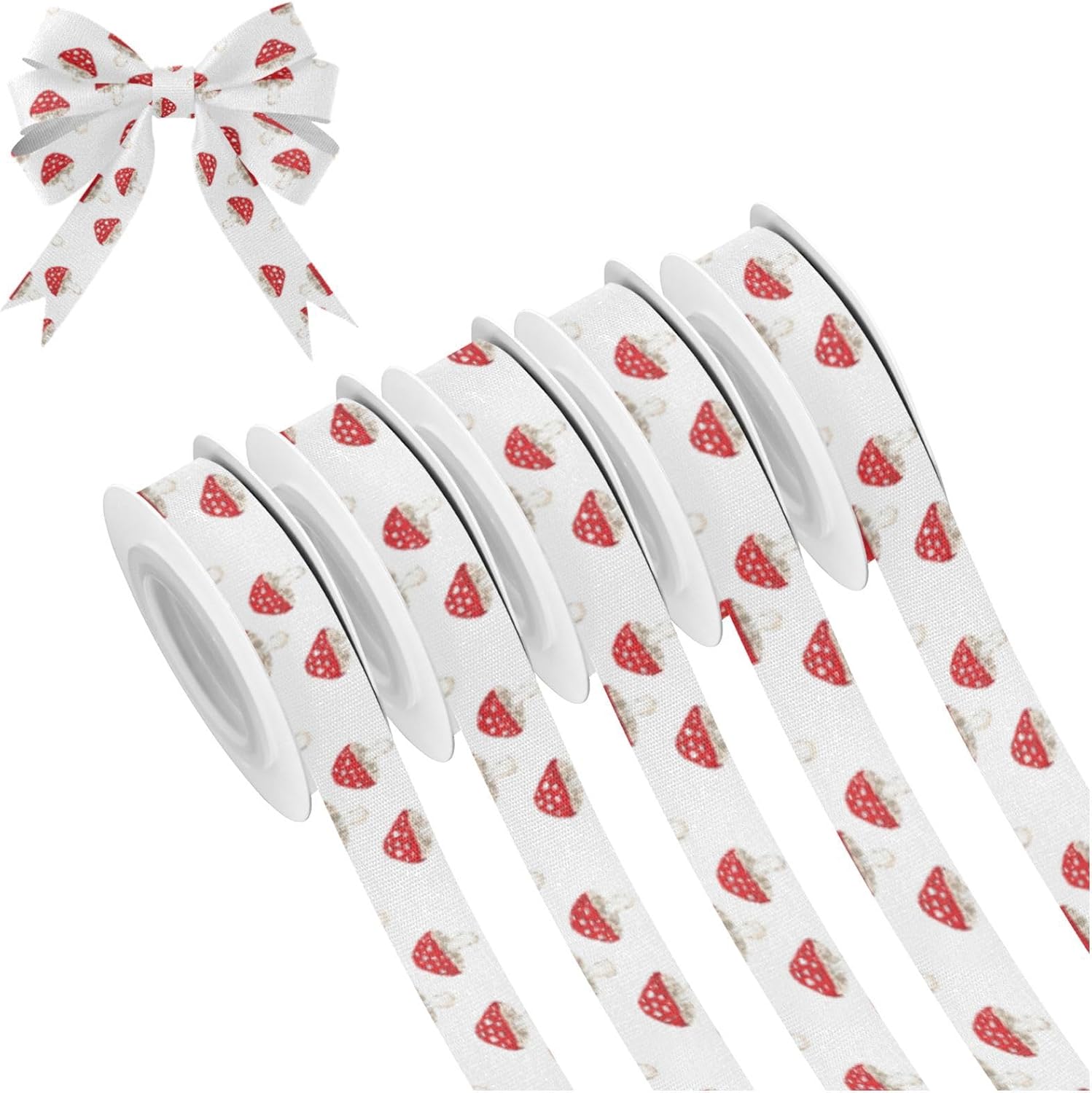 Colour Ribons Amazon.com: PDYRLEN Cartoon Mushrooms Red Decorative Fabric Ribbon ...