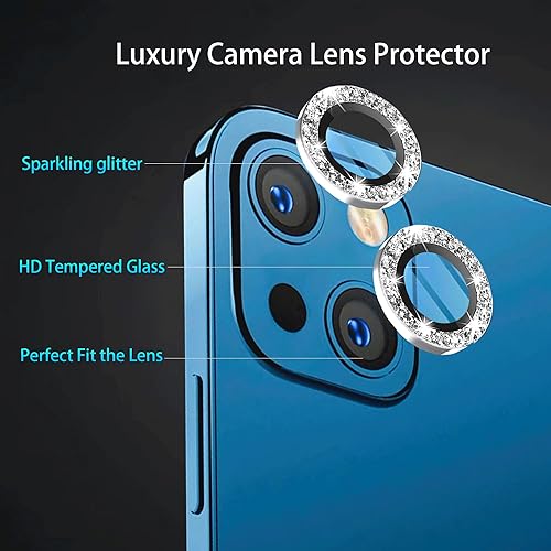 Miniatura 3 de Protector de lente de cámara compatible con iPhone 14 y 14 Plus (6.1 y 6.7 pulgadas), cubierta de cámara Apple brillante con vidrio transparente,