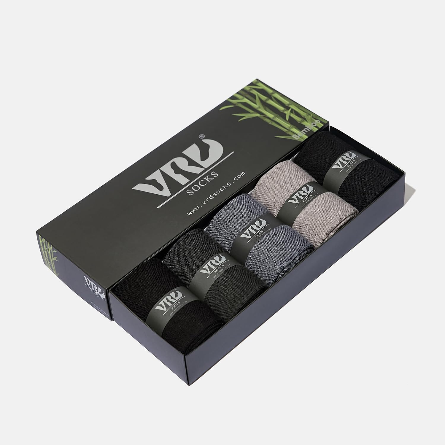 VRD Mens Dress Socks Bamboo Rayon 5-Pack Crew Socks Mid-Calf Length Fits Shoe Size 8-13 Gift Box image 3