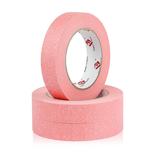 Miniatura 8 de BOMEI PACK Cinta de pintores rosa de 2,4 cm x 50,3 metros (paquete de 3), cinta de enmascarar para pintores al por mayor - Tecnología de línea de