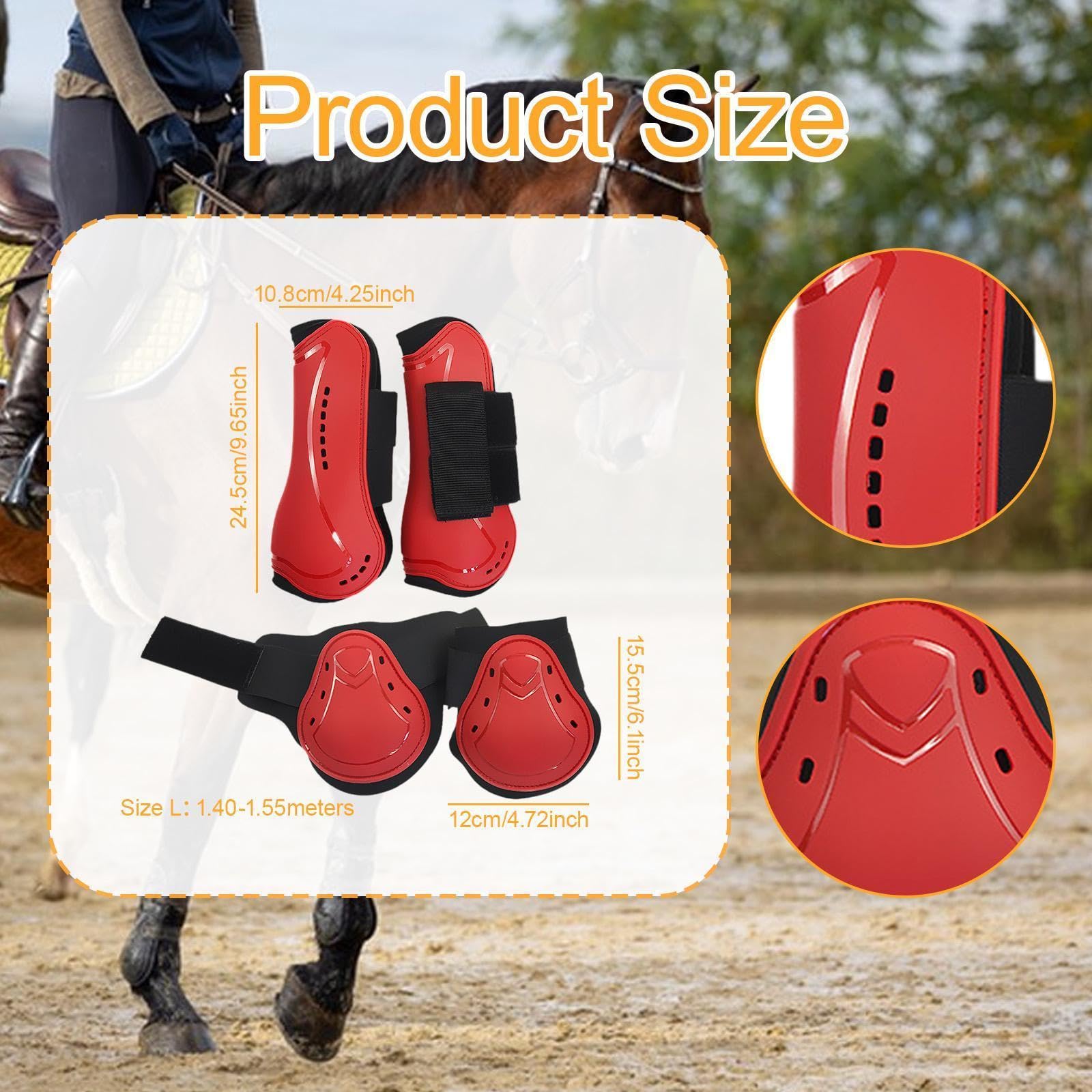 Gralara 4 Protectores de tendón para Caballos, Equipamiento Ecuestre, para Patas Delanteras y traseras.