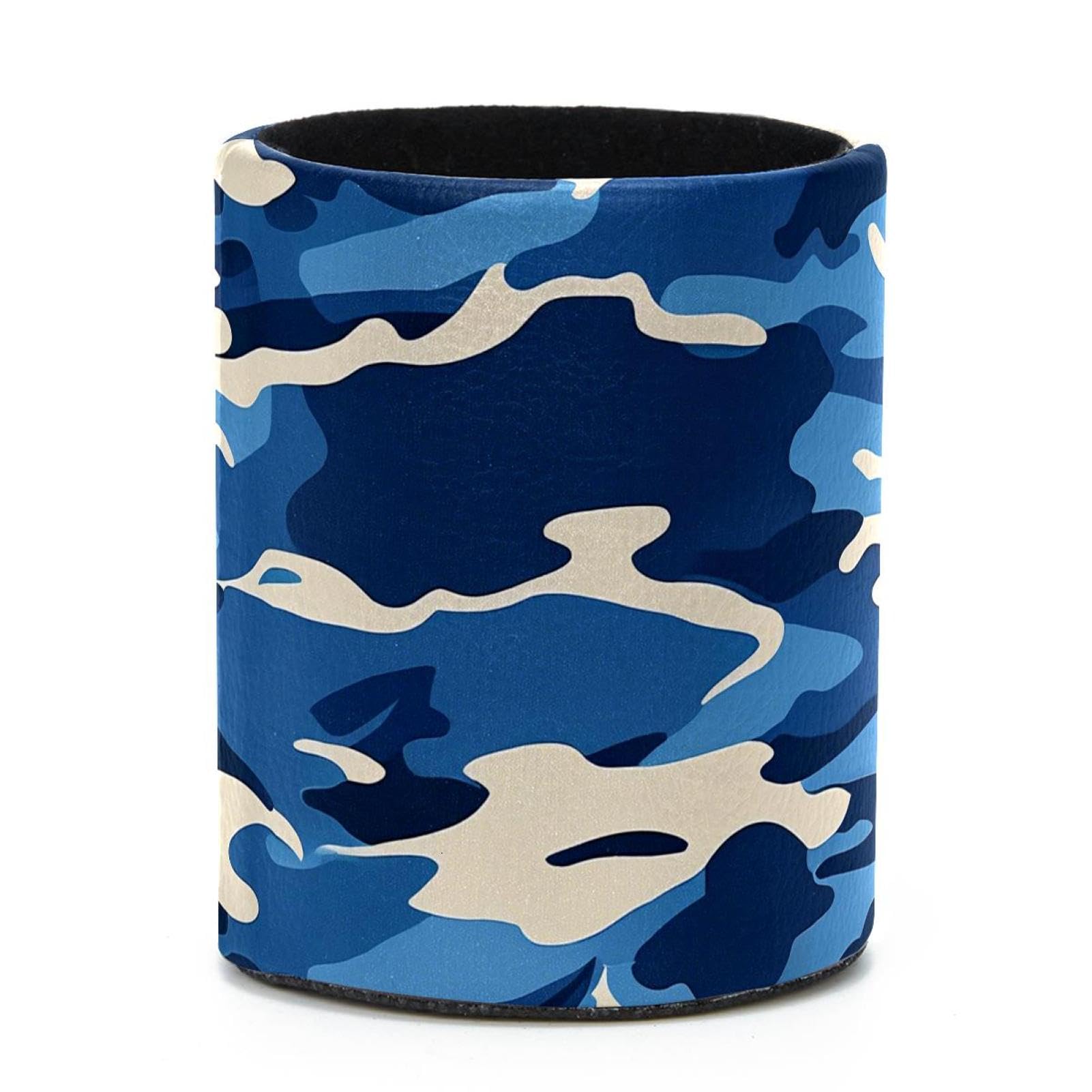 VAPOKF Round Pencil Holders for Desk, Blue Camouflage Pen Holders Pen Pot Makeup Brushes Storage Desktop Stationery Supplies Organiser for Home Office
