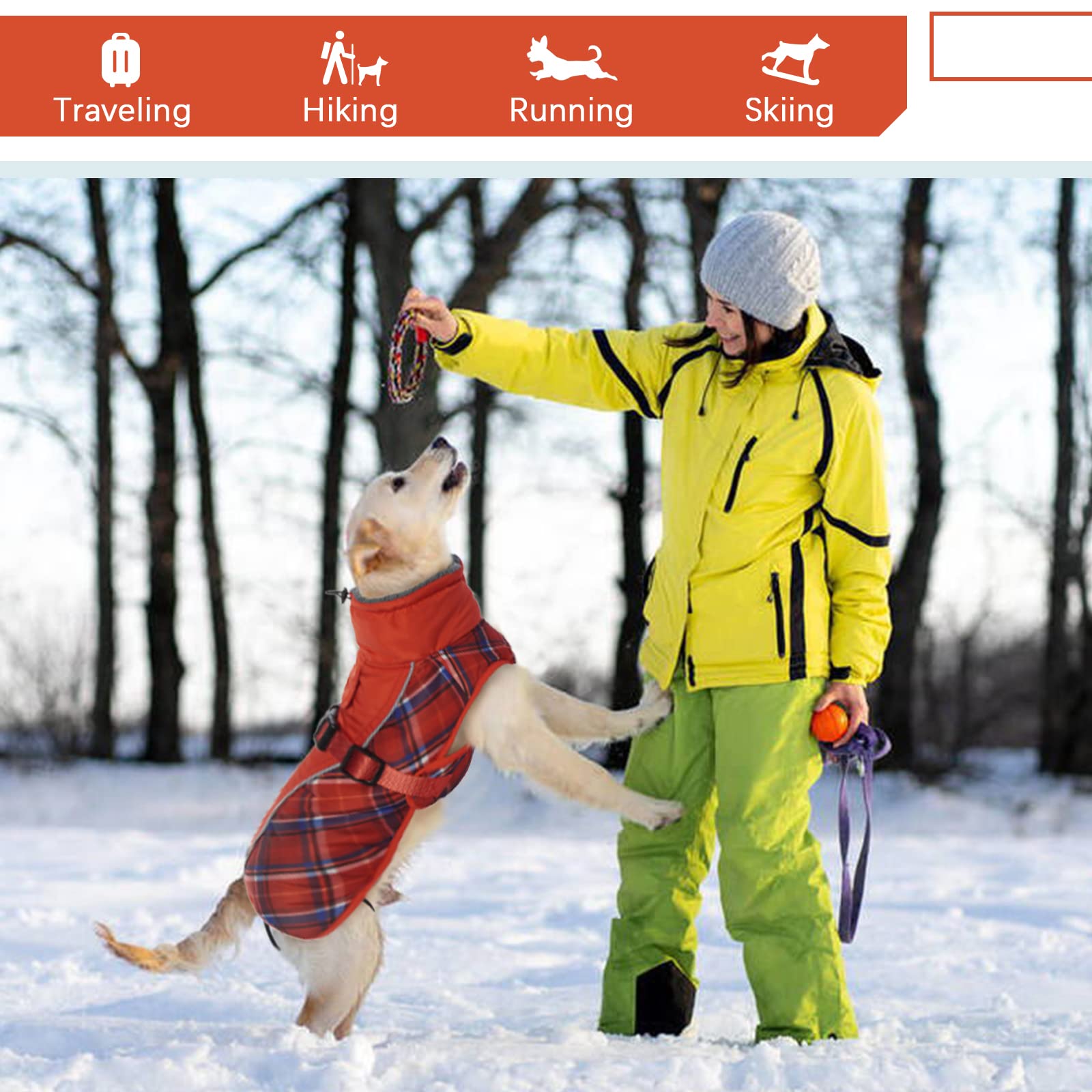Animate Hundemantel Mit Fleece-Futter - Wasserdicht, Beige-blau Kariert