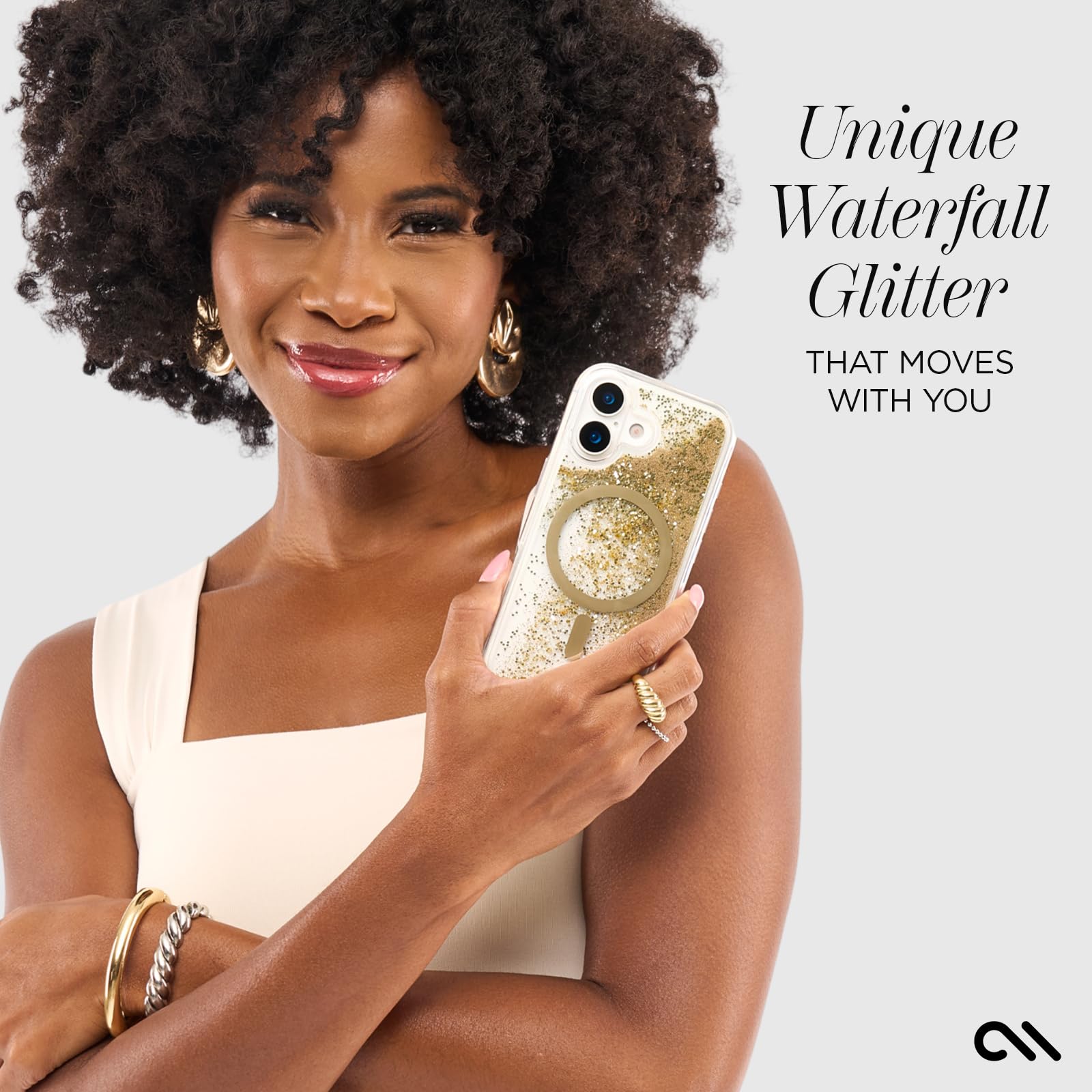 Case-Mate Funda para iPhone 17 [Compatible con MagSafe] - Funda para teléfono con Purpurina líquida y protección contra caídas de 12 pies - Funda magnética iPhone 17 - Cascada
