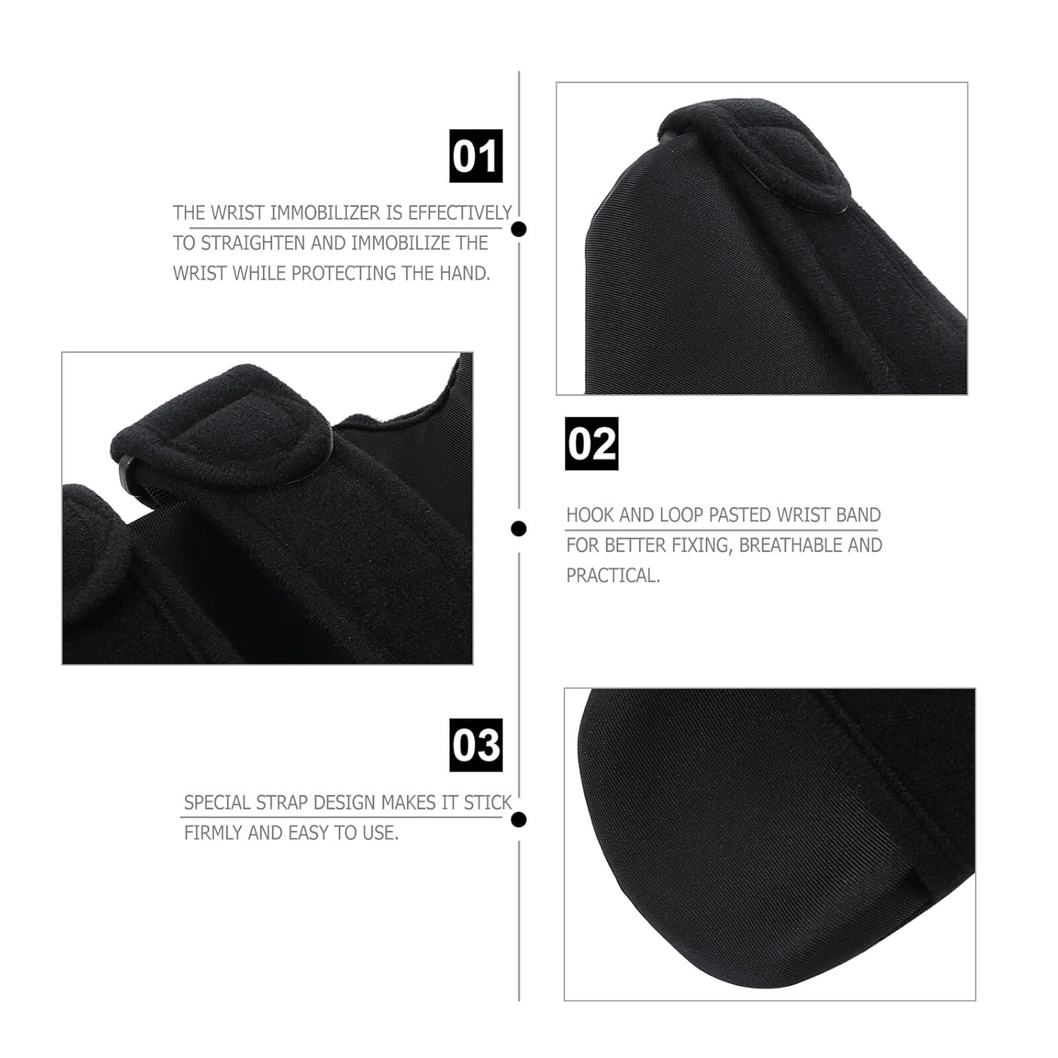 Ergonomic Wrist Splint Hand Brace with Adjustable Straps for Carpal Tunnel Arthritis and Sprain Relief Breathable Support for Men and Women Black