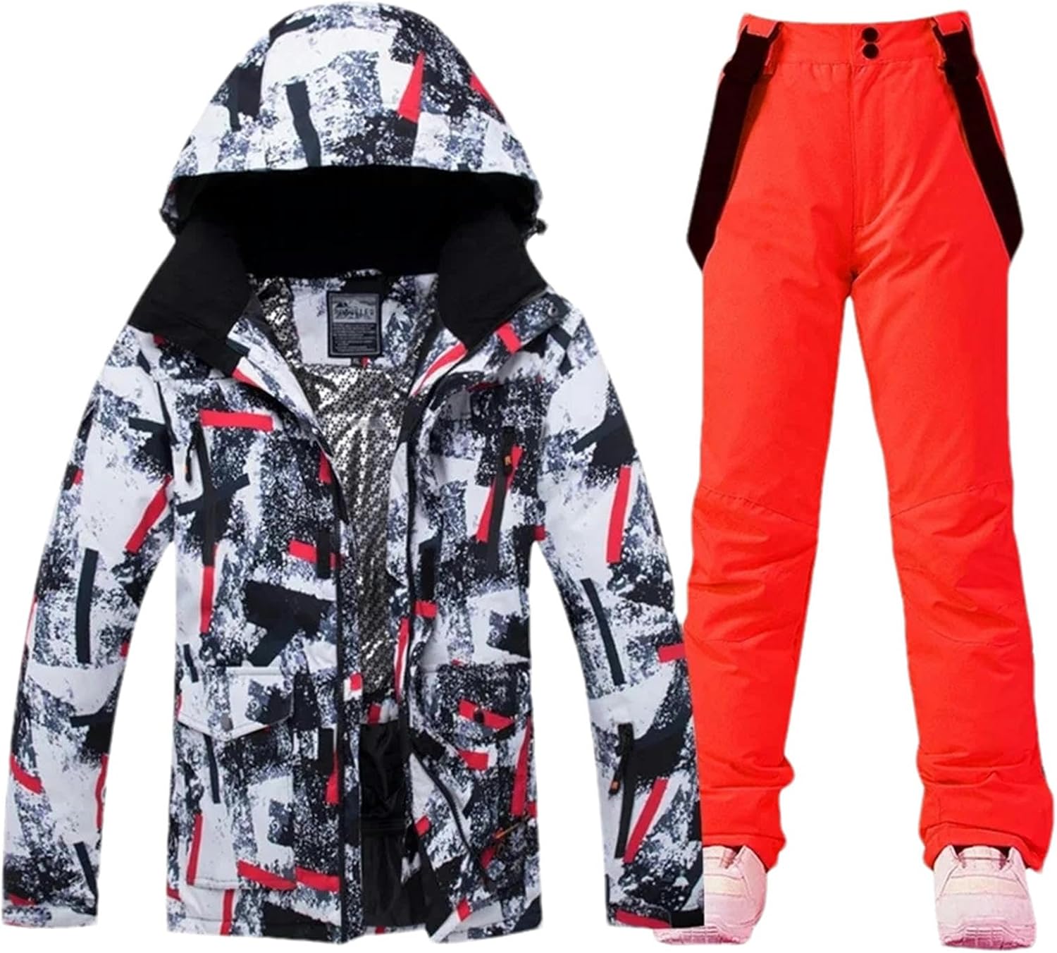 JXQXHCFS Men's Winter Warm Ski Suit Windproof Waterproof Snowboarding Skiing Jacket Pants Male Snow Costumes Overalls