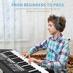 M SANMERSEN Piano Keyboard for Beginners 37 Keys Built-in 1200mA Rechargeable Battery Electronic Piano Keyboards Portable Music Pianos Keyboard with Mic LED Screen Teaching Gift for Beginners, Black
