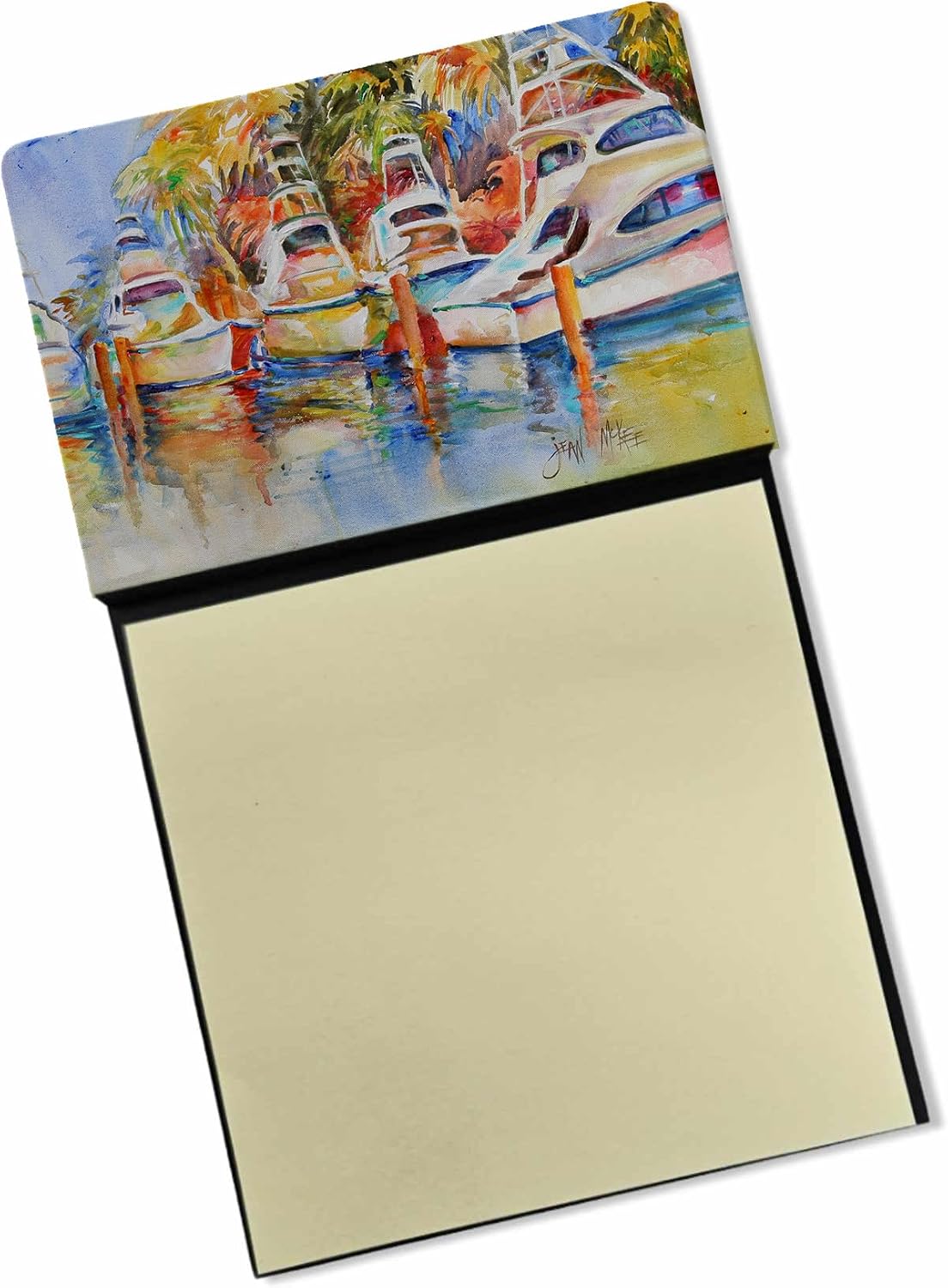 Caroline's Treasures Deep Sea Fishing Boats at The Dock Sticky Note Holder, 3.25 by 5.5", Multicolor