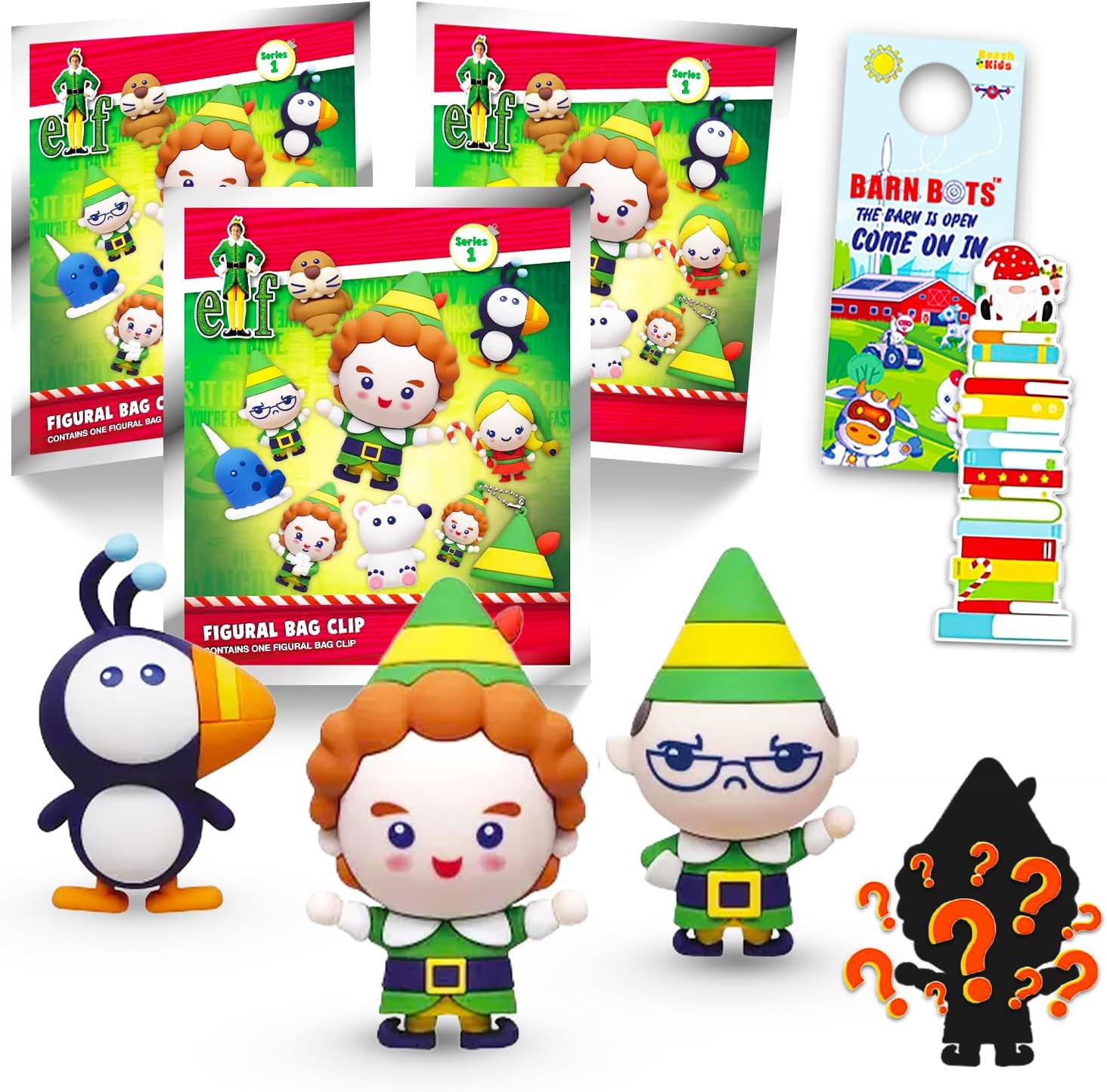 Elf Blind Bag Bundle - 3-Pack Christmas Movie Collectible Figures w Clips