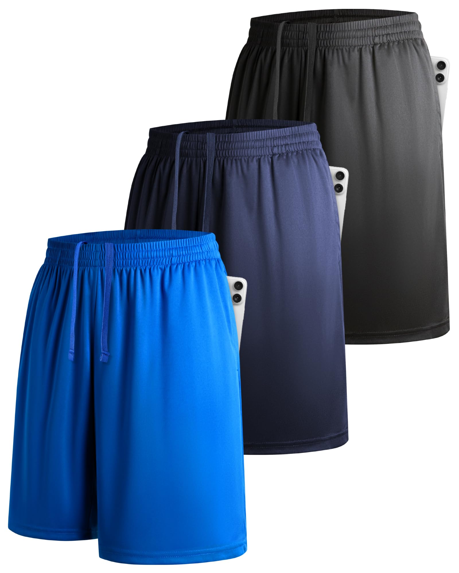3er-Pack Sporthose Herren Kurz Gym Sporthosen für Basketball fußball oder lässiges Laufen mit Taschen und elastischem Bund schnelltrocknend