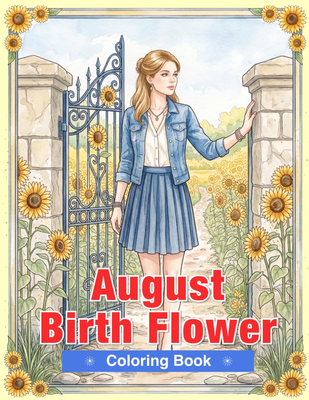 August Birth Flower Coloring Book for Adults: Sunflowers, Poppies, Gladiolus, Zinnias, and Cannas for Relaxation and Mindful Creativity