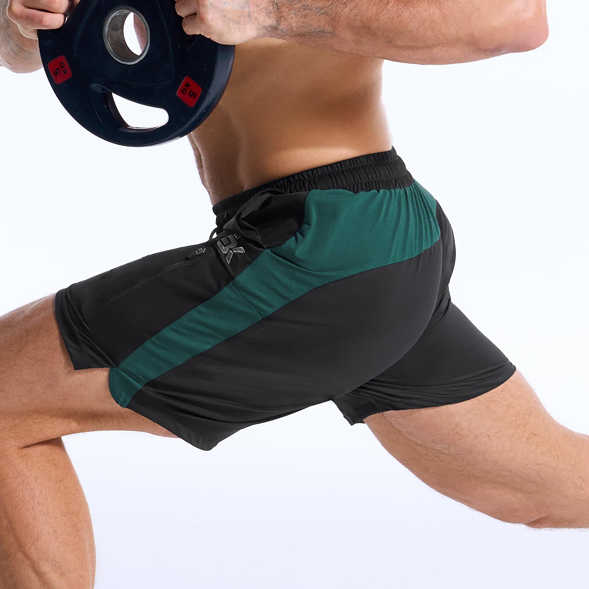BROKIG Leichte Sporthose Herren Kurz, Schnell Trocknend Laufhose Herren Kurz Workout Gym Shorts mit Reißverschlusstasche
