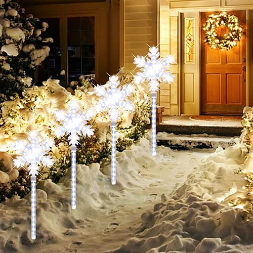 TWINGLEHOME Juego de 8 estacas decorativas de copo de nieve de Navidad preiluminadas para camino, patio, césped, jardín, luces de copo de nieve de TWINGLEHOME Juego de 8 estacas decorativas de copo de nieve de Navidad preiluminadas para camino, patio, césped, jardín, luces de copo de nieve de