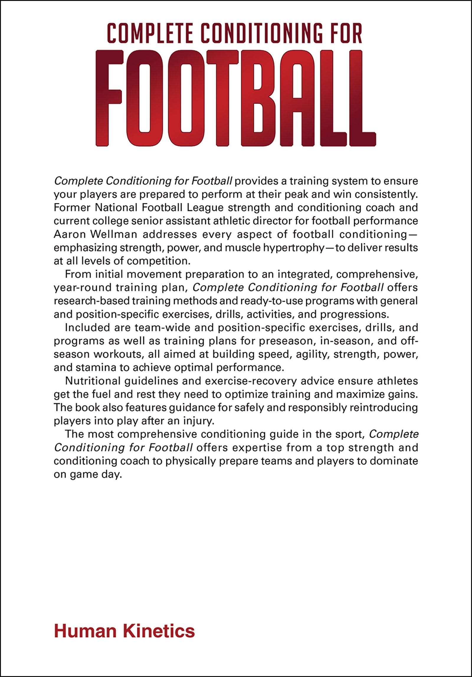 Complete Conditioning for Football