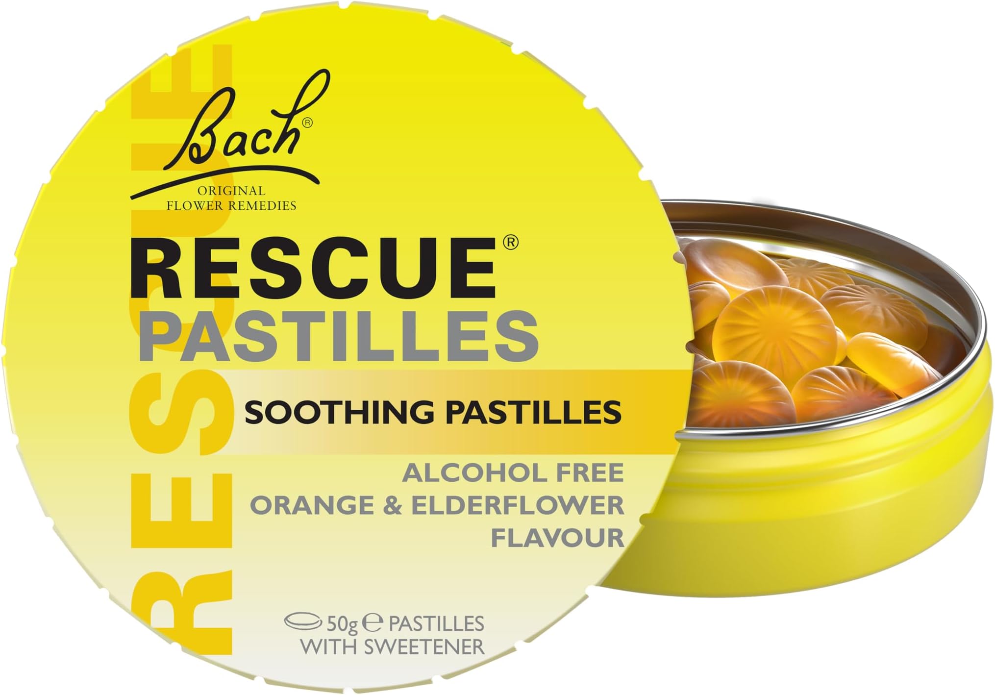 Bach Rescue PASTILLES, Orange and Elderflower Flavor, Natural Stress Relief Lozenges, Homeopathic Flower Essence, Vegetarian, Gluten & Sugar-Free, 35 Count