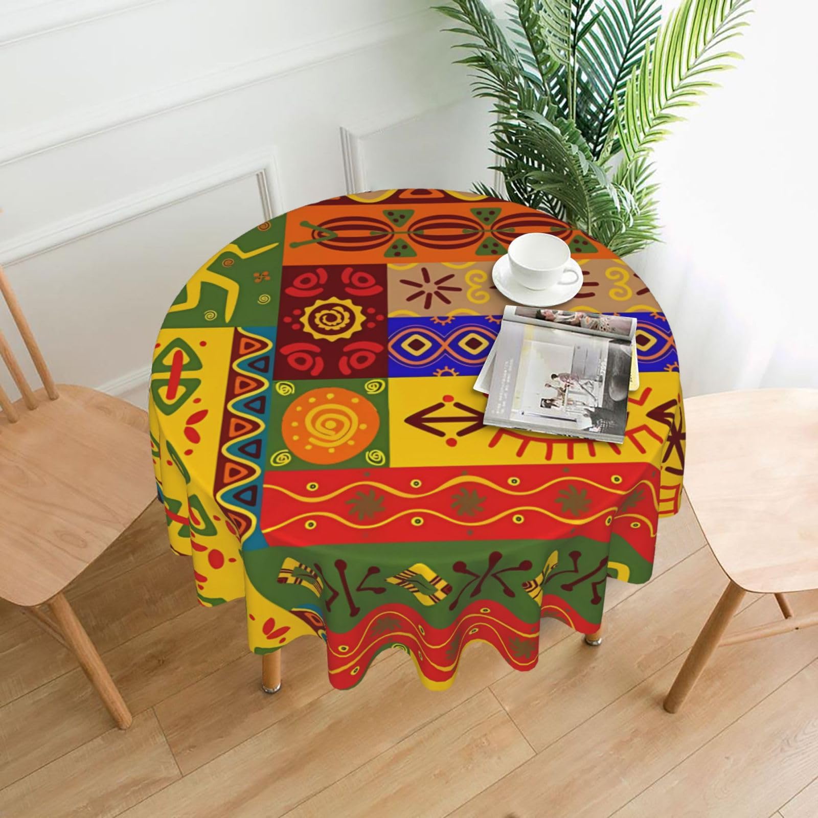 hhxvcv African National Patterns Round Tablecloth – Dining Table Cover