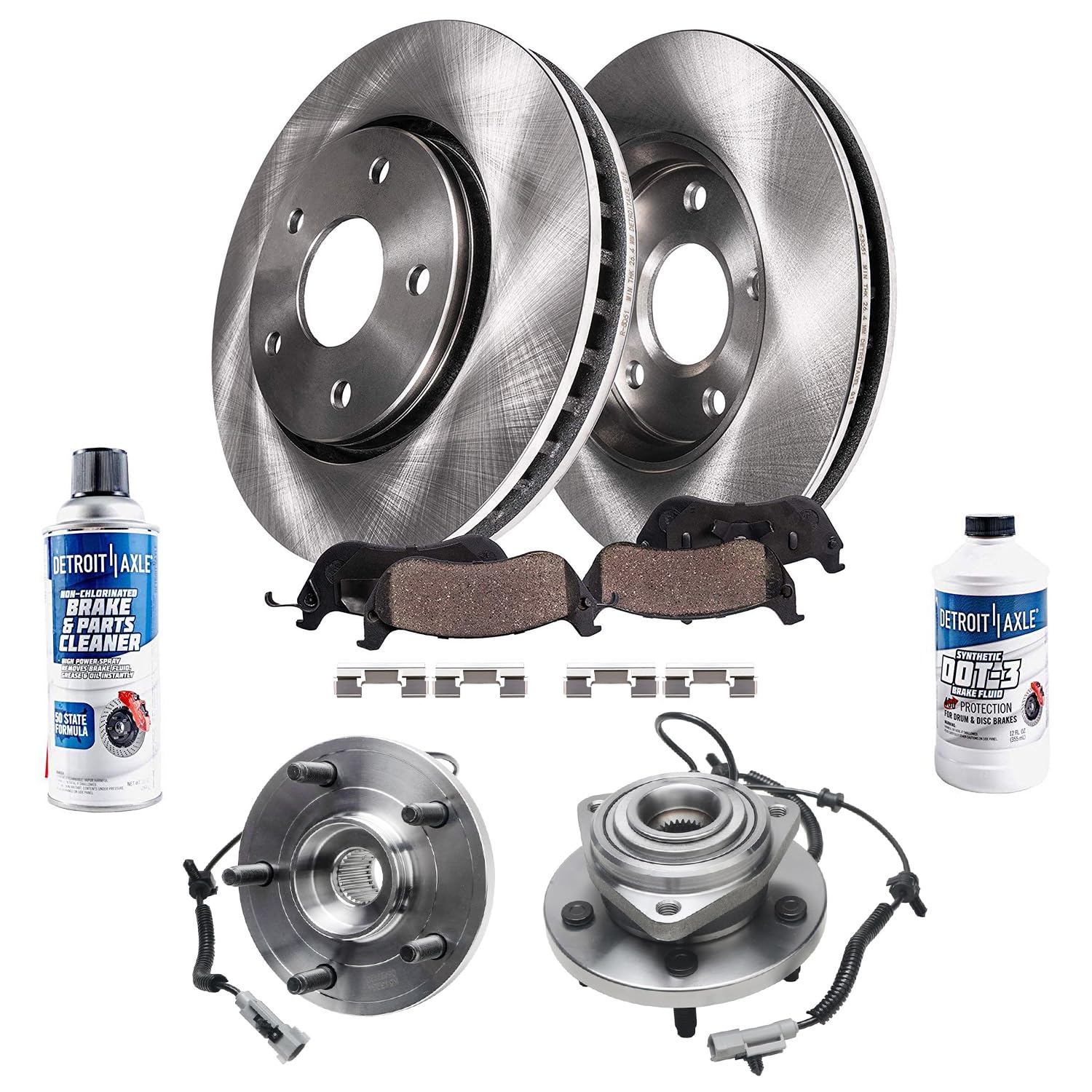 Detroit Axle - Front Wheel Bearing Hubs Brake Kit for 05-10 Jeep Commander