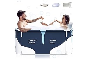 53" Extra Large Portable Foldable Bathtub with Cover: Perfect for Relaxation