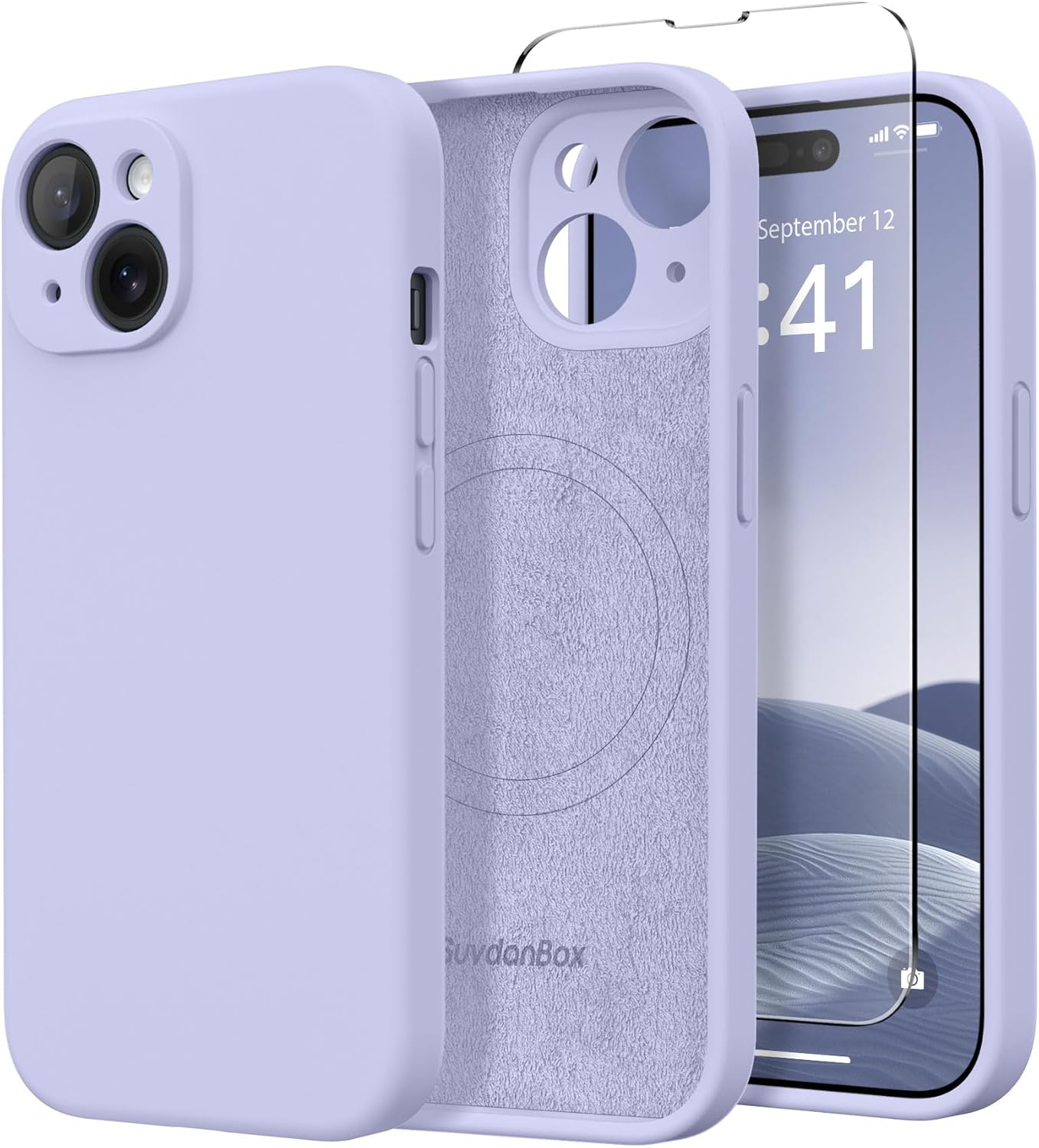 Magnetic for iPhone 13 Case, Compatible with MagSafe, [Full Camera Protection][Screen Protector] Silicone Shockproof Protective Phone Case for iPhone 13 6.1″, Lilac