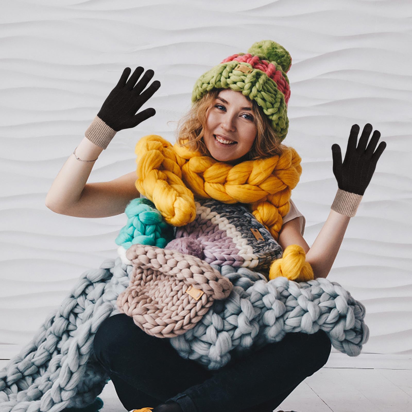 Didiseaon 8 Pares Guantes Térmicos Táctiles de Polar para Mujer, Invierno