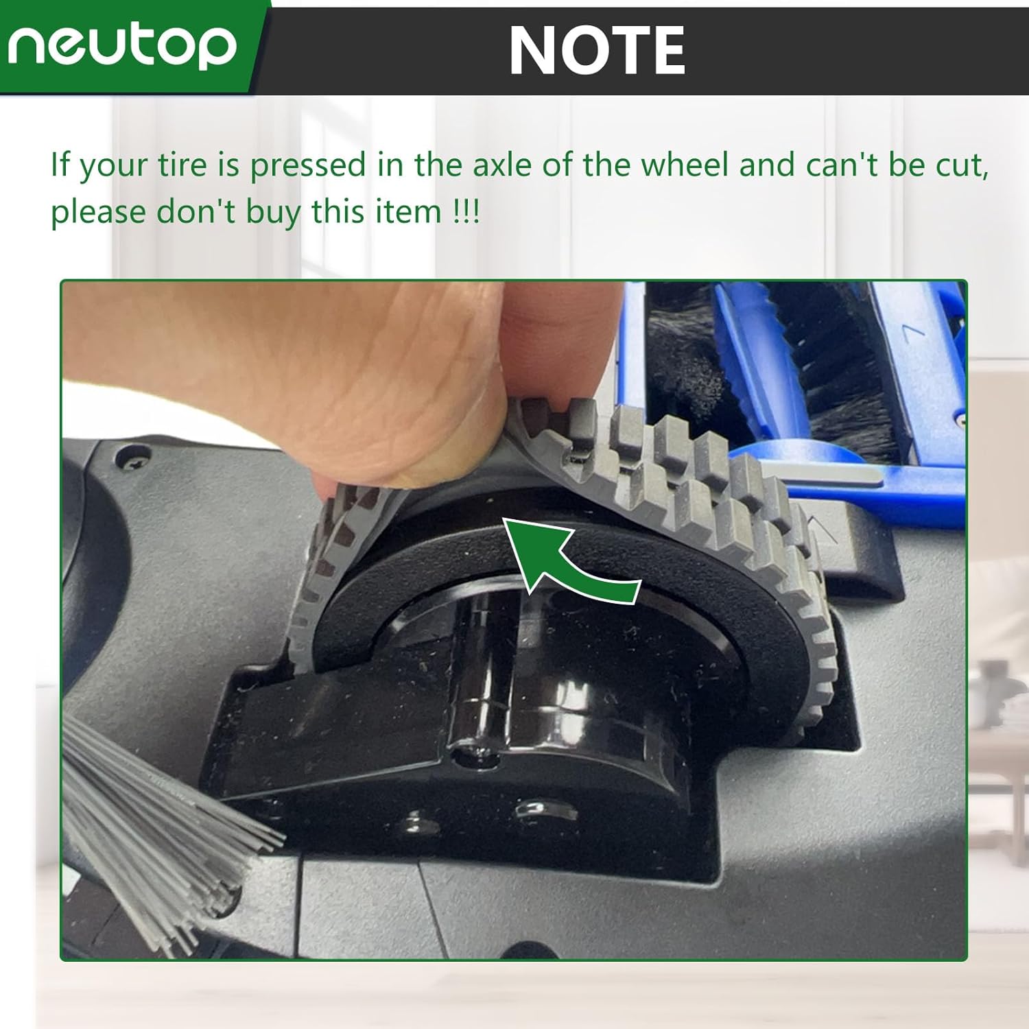 Neutop Replacement Rubber Wheel Tires Compatible with eufy RoboVac 11S, 11S MAX, 15T, 30, 30C, 15C, 15C MAX, 12, 35C Models, Anti-slip, Great Adhesion and Easy Assembly, 4-Pack.