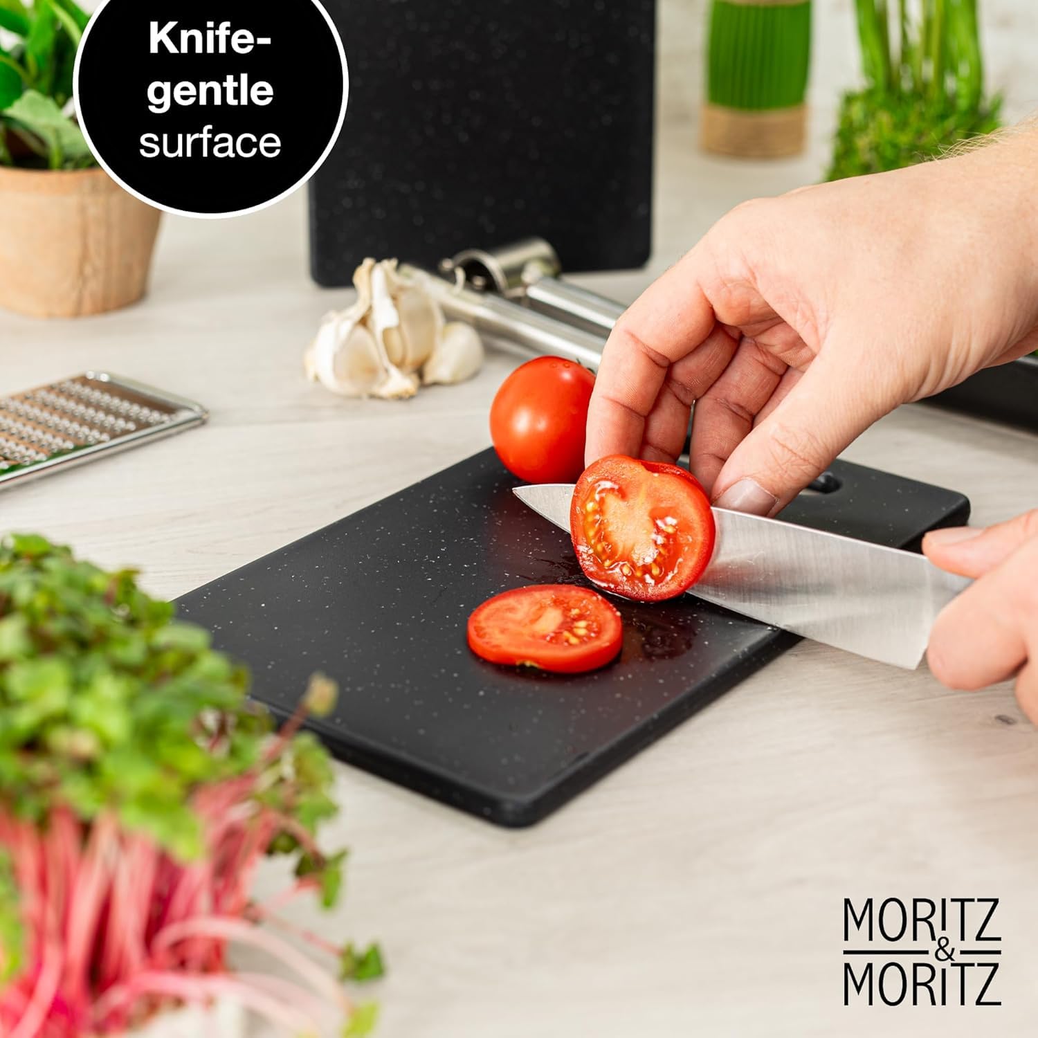 Planche à Découper En Plastique EUROXANTY - Design Effet Granit - Grande Taille 33,5x23,5 Cm - Lavable Au Lave-vaisselle - 6
