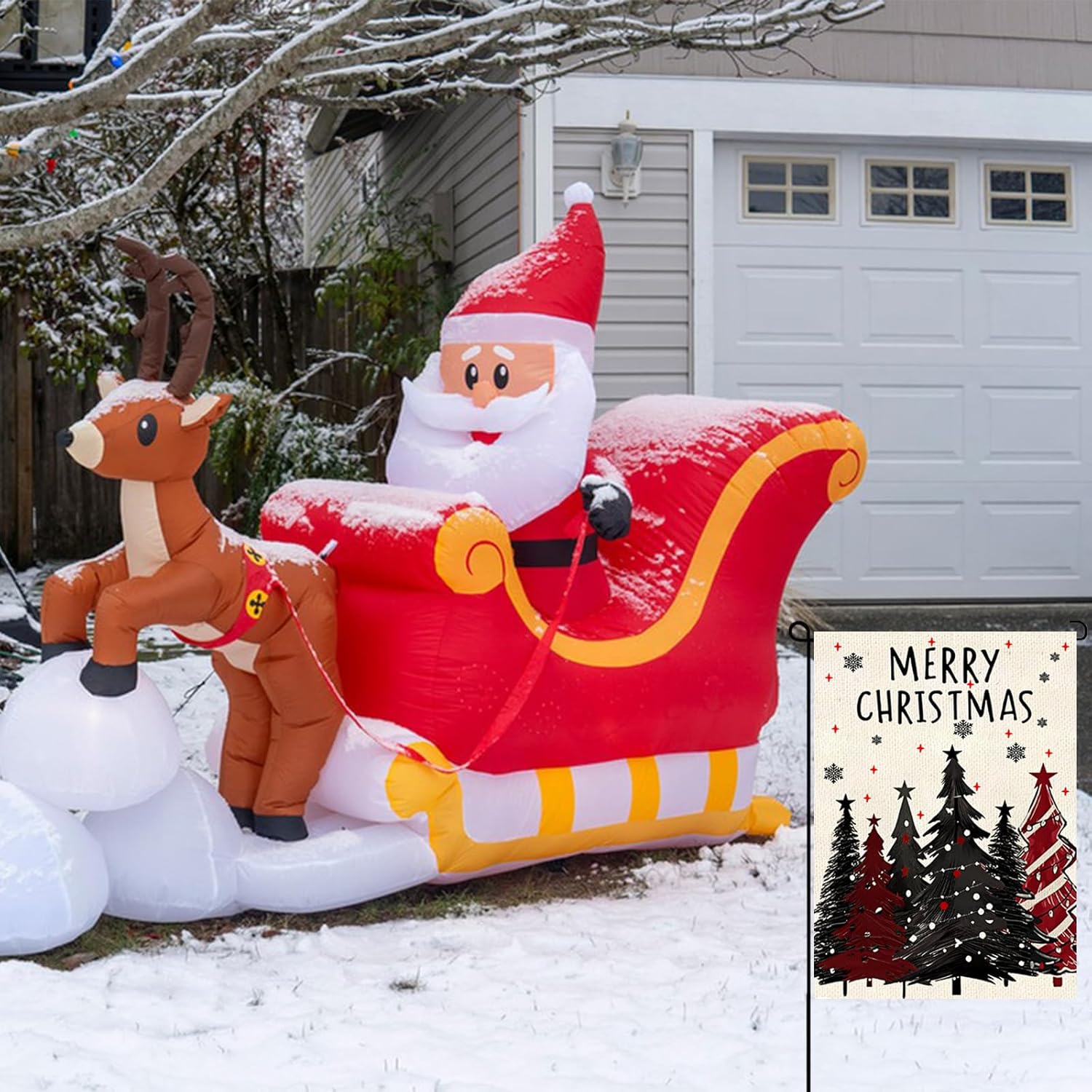 Merry Christmas Garden Flag 12x18inch Christmas Tree Snowflake Vertical Double Sided Winter Yard Lawn Decor Holiday Yard Flag Red Garden Flag Outdoor House Decoration - Image 7