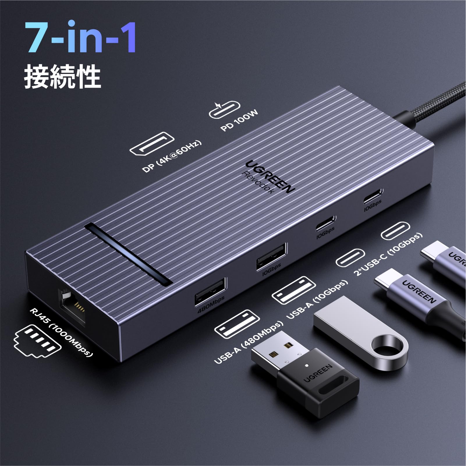 ⚪︎専用 Amazon | UGREEN Revodok Pro 7 in 1 USB-C ハブ DisplayPort用 4K