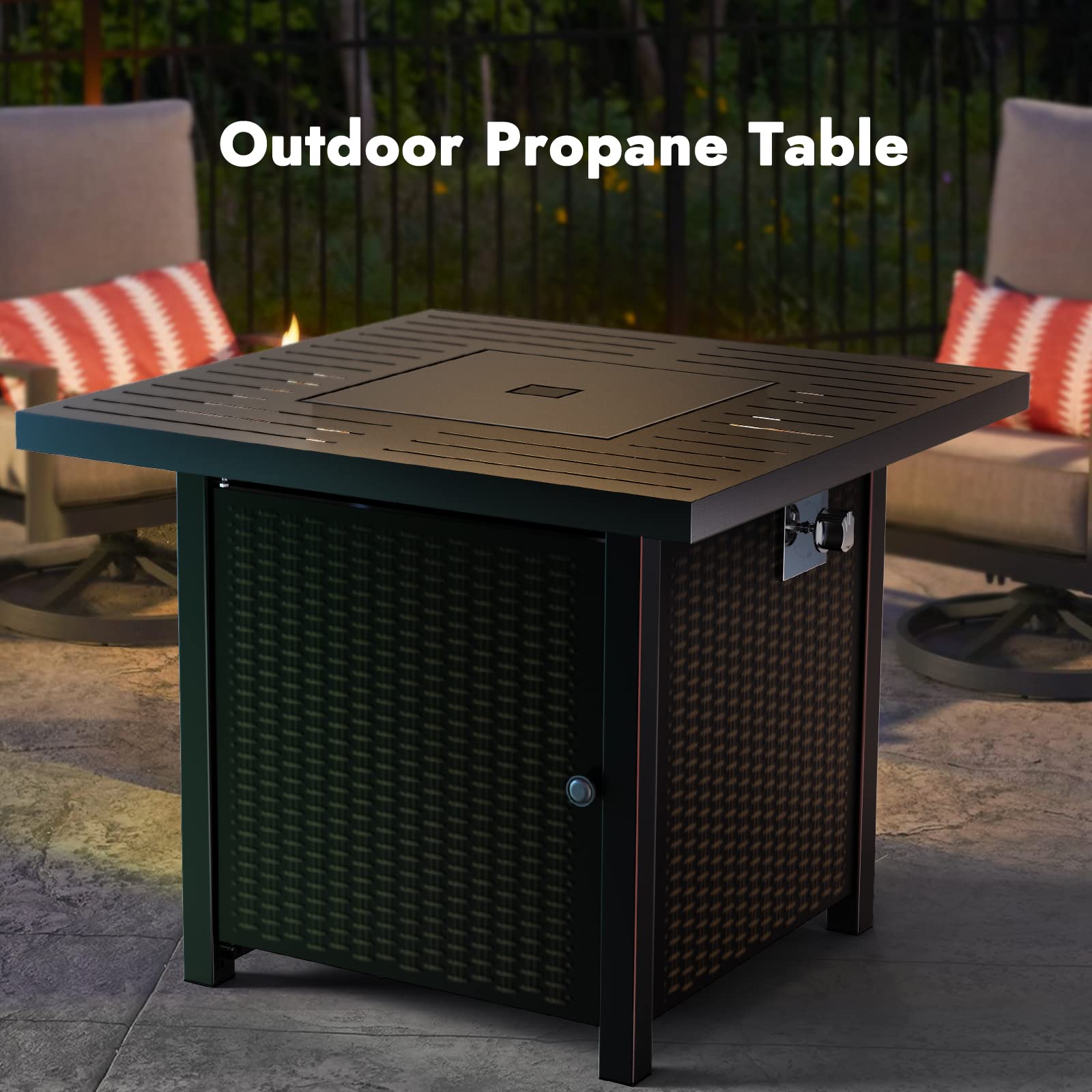 Ciays Propane Fire Pits 32 Inch Outdoor Gas Fire Pit, 50,000 BTU Steel