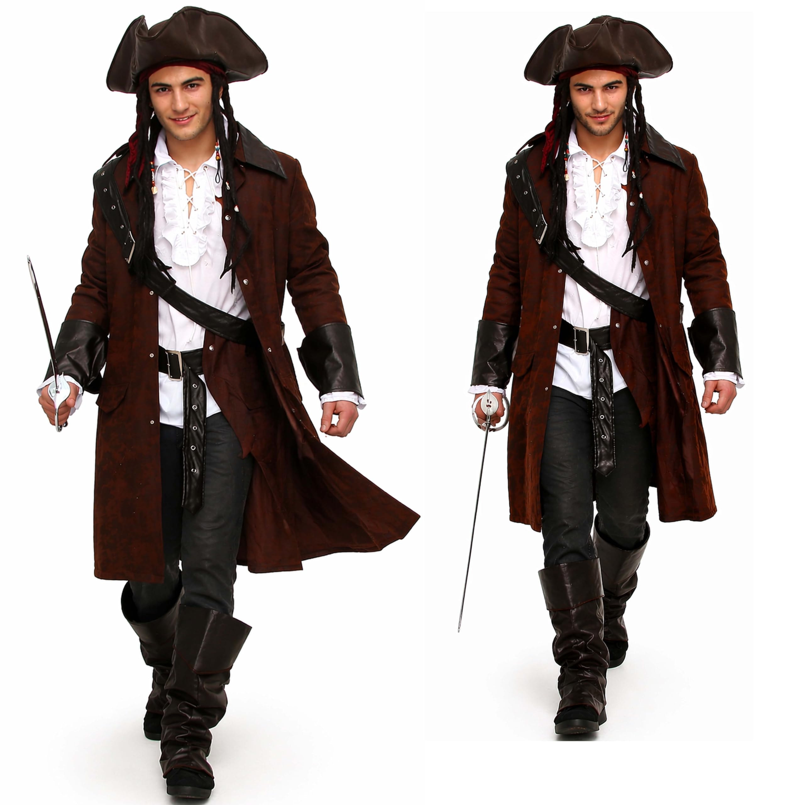 maylynn 12104 Jack - Costume di carnevale da pirata con cappello e accessori - uomo - marrone - M/L