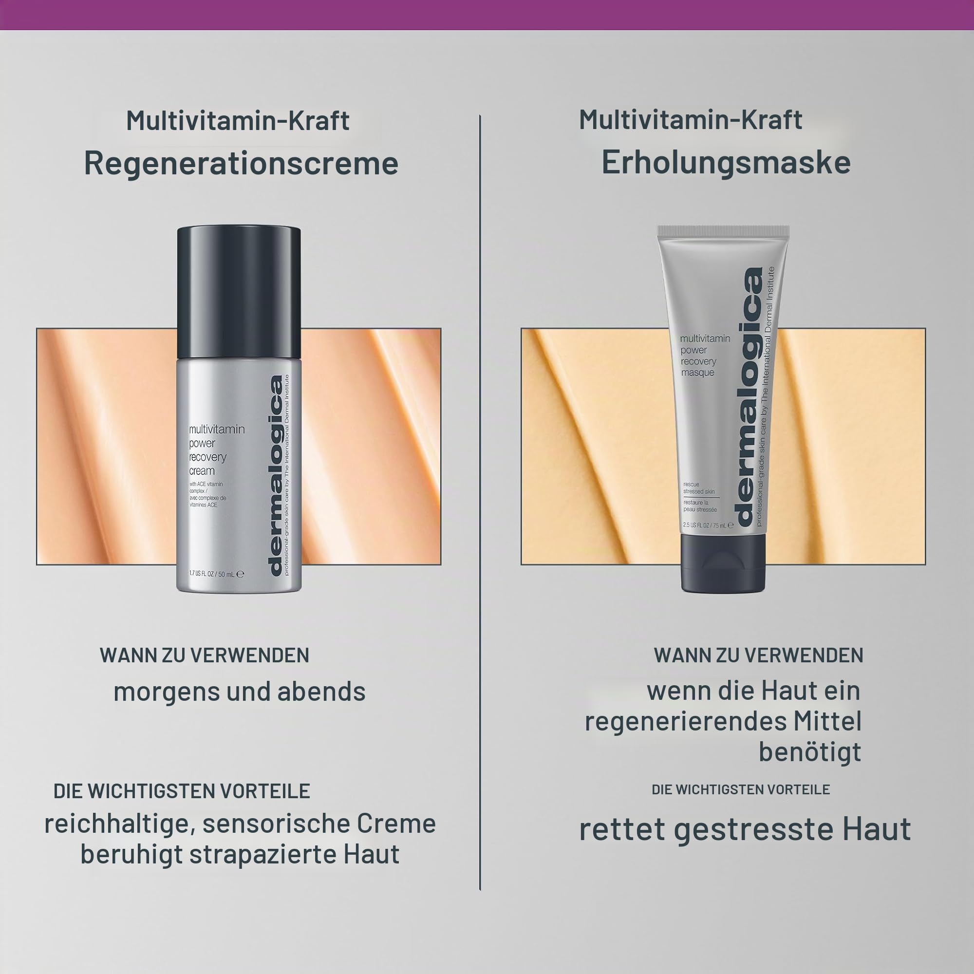 Dermalogica Multivitamin Power Recovery Cream 50ml | Vitaminreiche Feuchtigkeitspflege, die trockene, fahle und reife Haut hydratisiert und festigt.