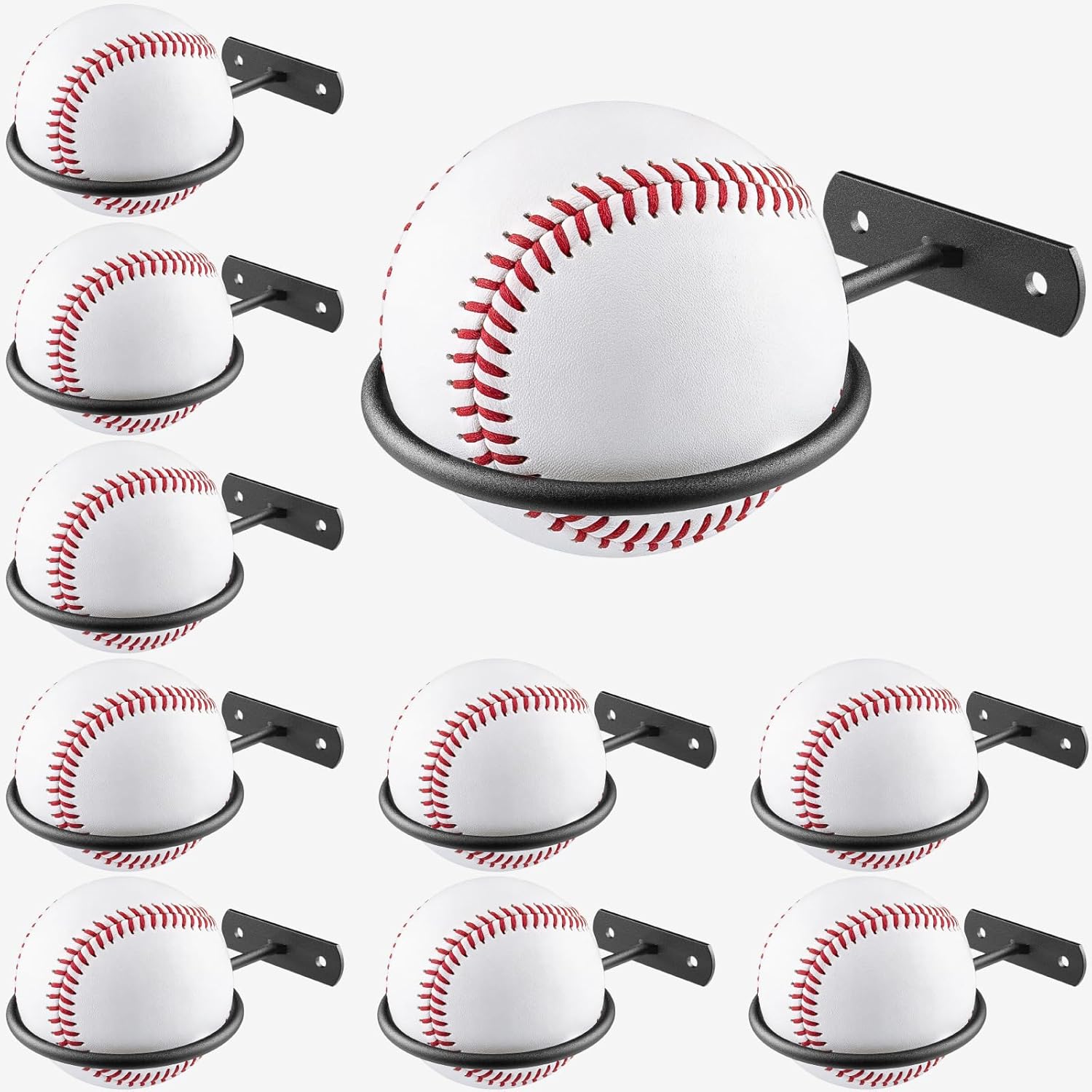 30Pack Baseball Holder,Bulk Baseball Wall Mount Holders Softball Display Memorabilia Holder Heavy Duty Sports Wall Mount Rack for Display Storage,Black